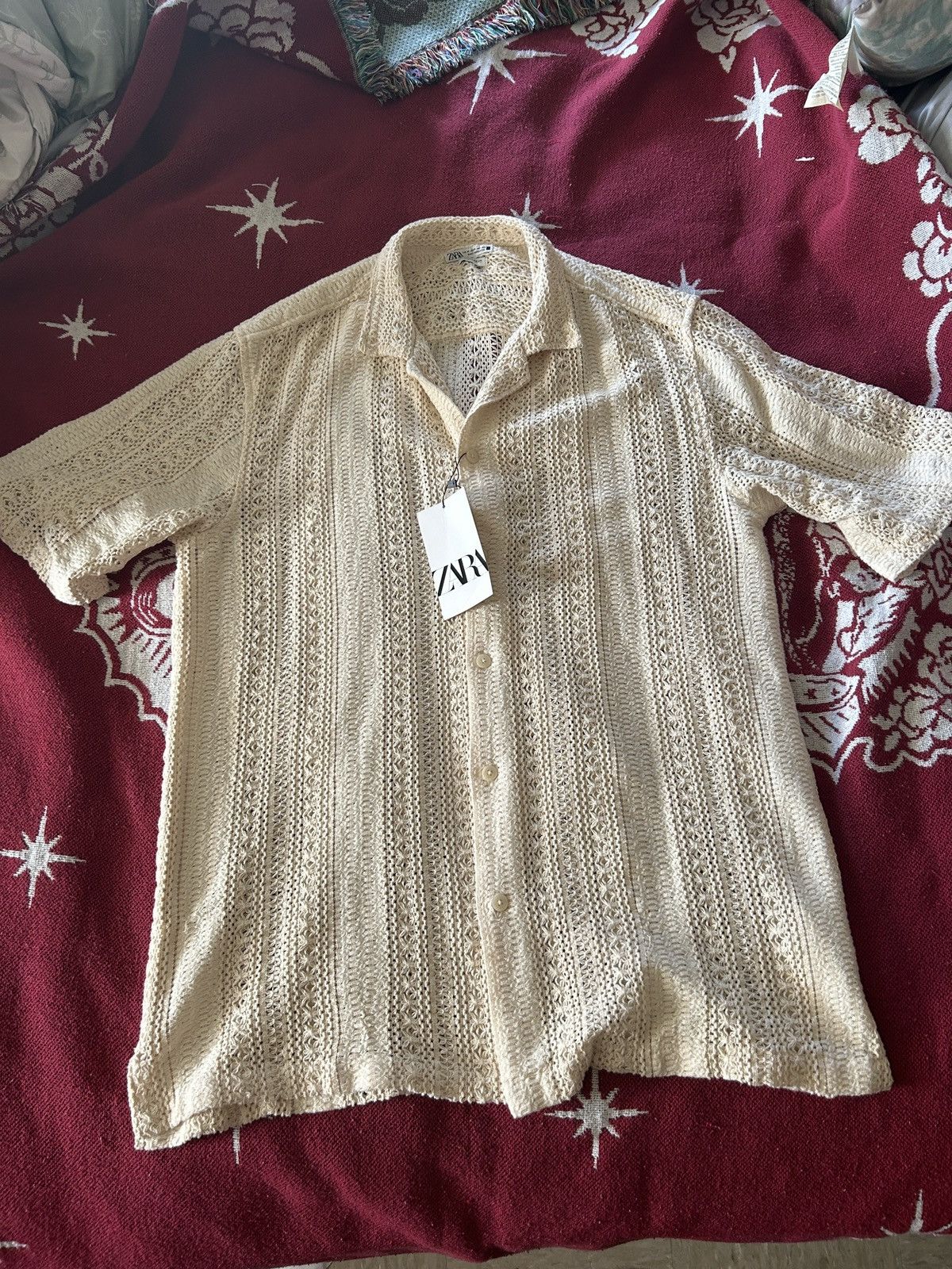 Vintage × Zara Zara crochet textured button down shirt Size US M / EU 48-50 / 2 - 1 Thumbnail