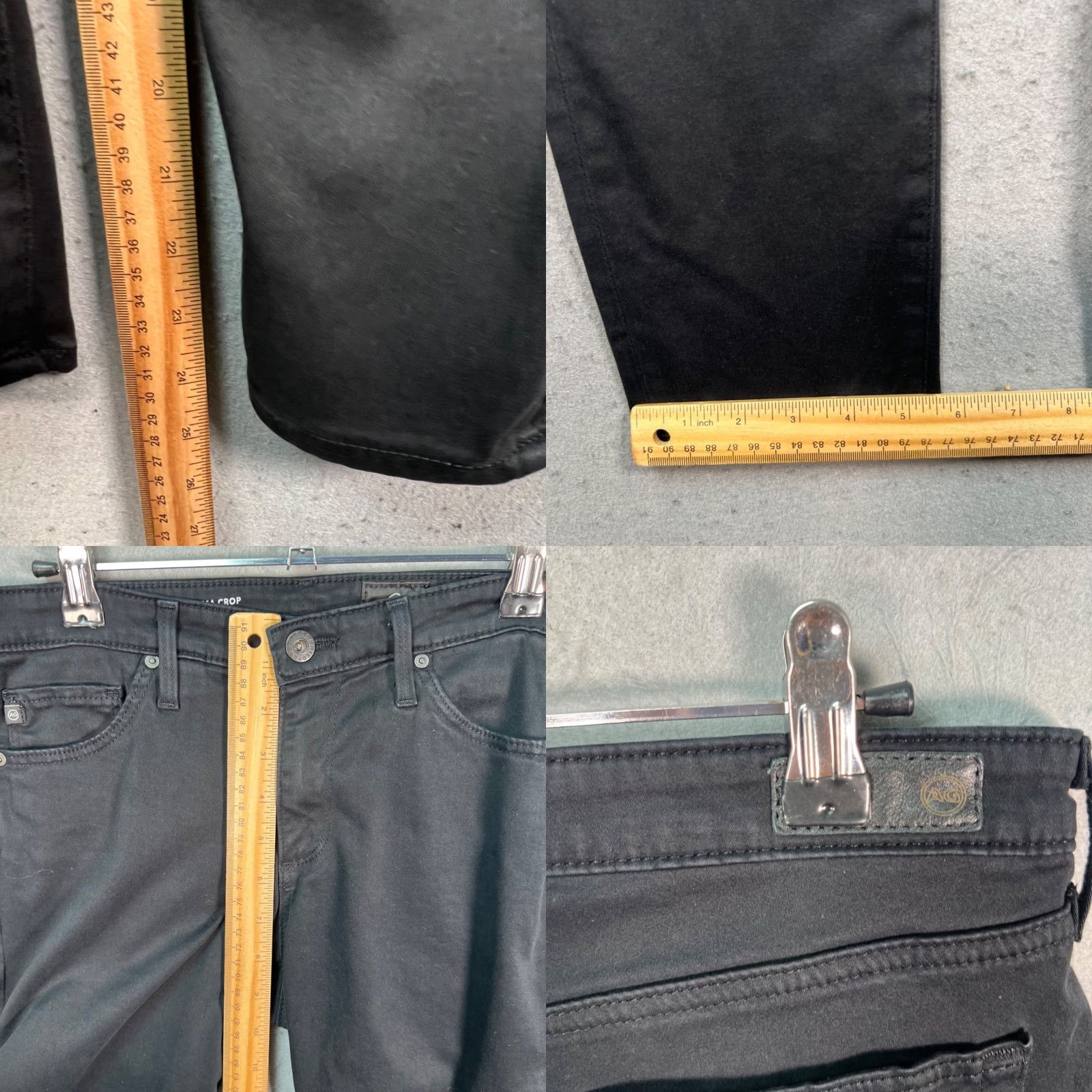 Vintage AG Adriano Goldschmied Jeans Womens 27 The Prima Crop Mid-Rise Cigarette Black Size 28" / US 6 / IT 42 - 8 Thumbnail