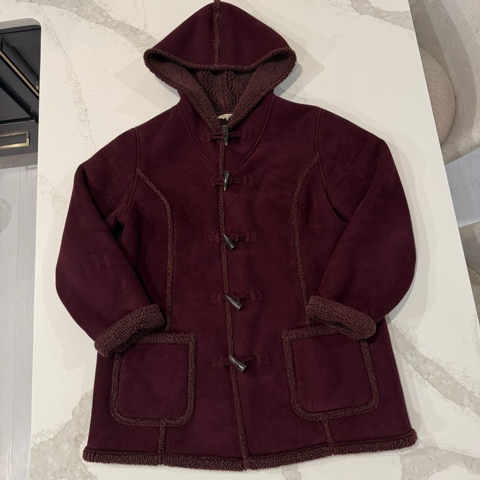 L.L. Bean L.L. Bean FauxSuede Shearling Sherpa Lined Coat Womens Large Size L / US 10 / IT 46 - 1 Thumbnail