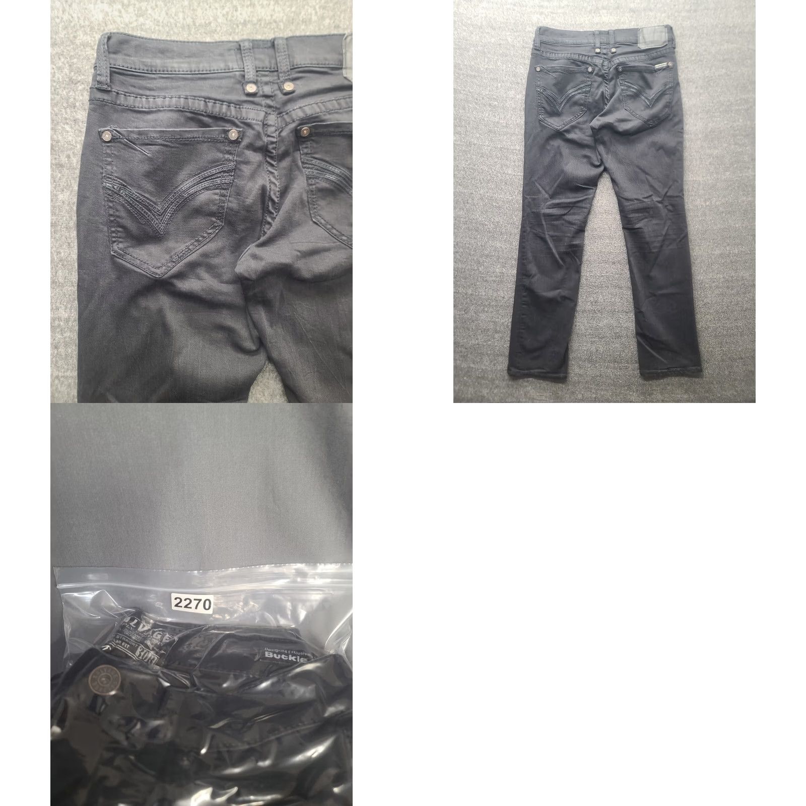 Vintage Salvage Jeans Mens 30x31 Regular Fit Mayhem Straight Leg Stretch Black Buckle Jeans Size US 30 / EU 46 - 9 Thumbnail