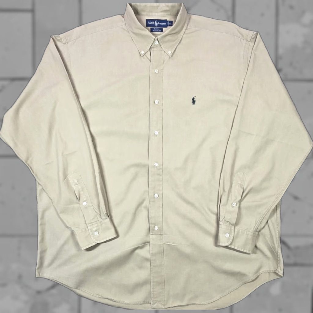 Polo Ralph Lauren VINTAGE Polo Ralph Lauren Mens Long Sleeve Shirt XL Beige Button-Up Blake Polo Ralph Lauren Blaire Shirt Size US XL / EU 56 / 4 - 1 Thumbnail
