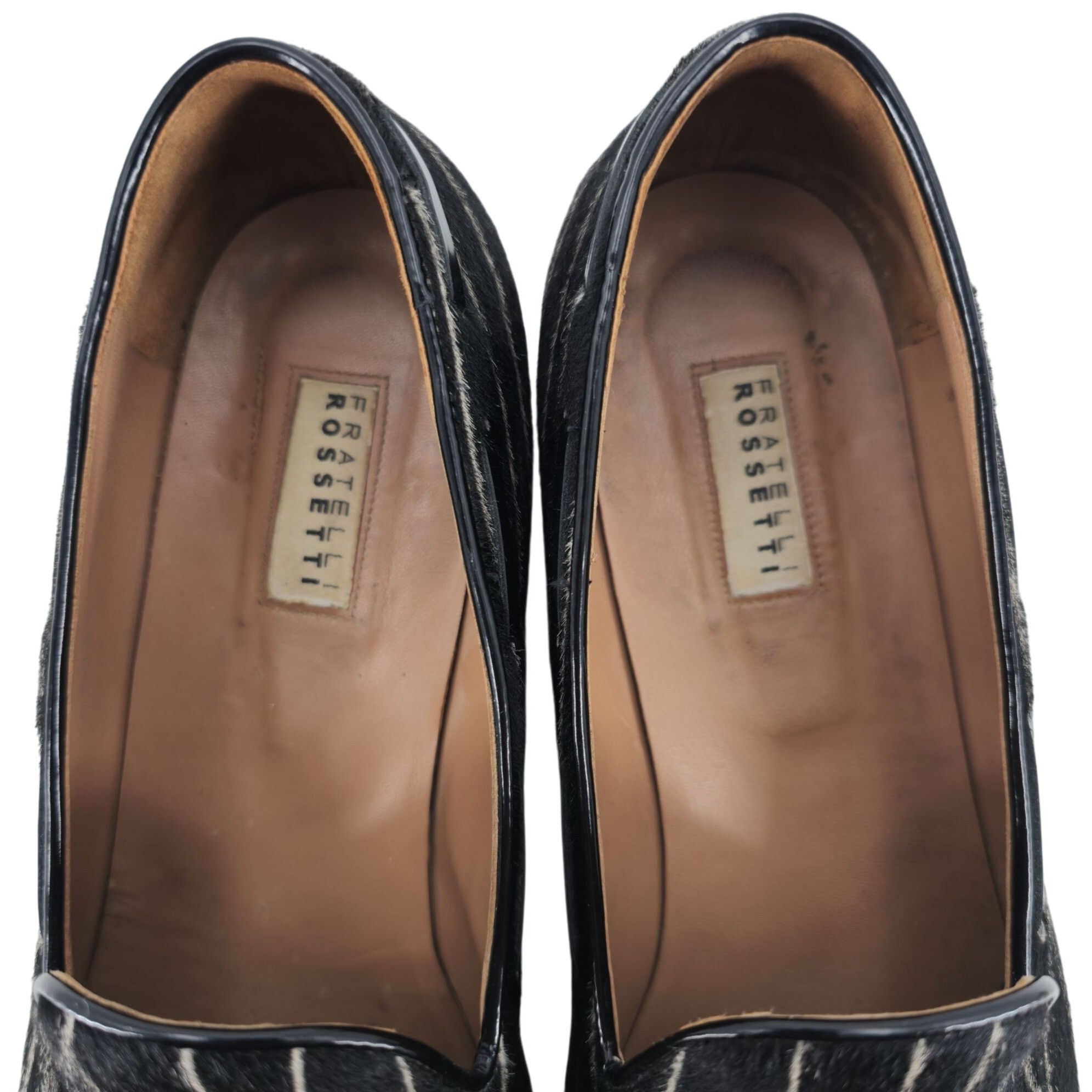 Fratelli Rosetti Italy Striped Black White Suede Loafers 7