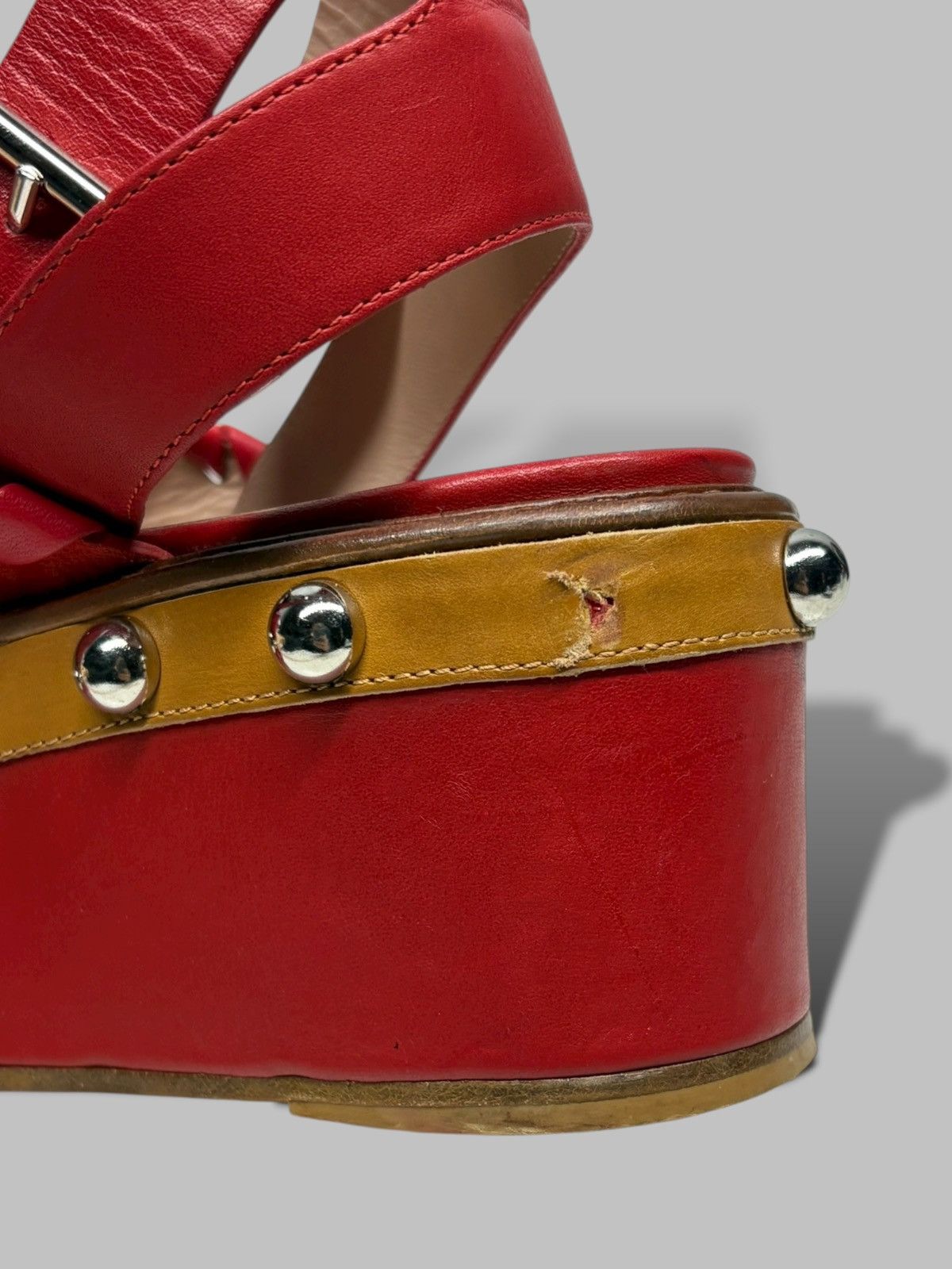 RED Valentino Red Valentino Studded Platform Sandals Hot Red 800$ RRP Size US 8 / IT 38 - 21 Thumbnail