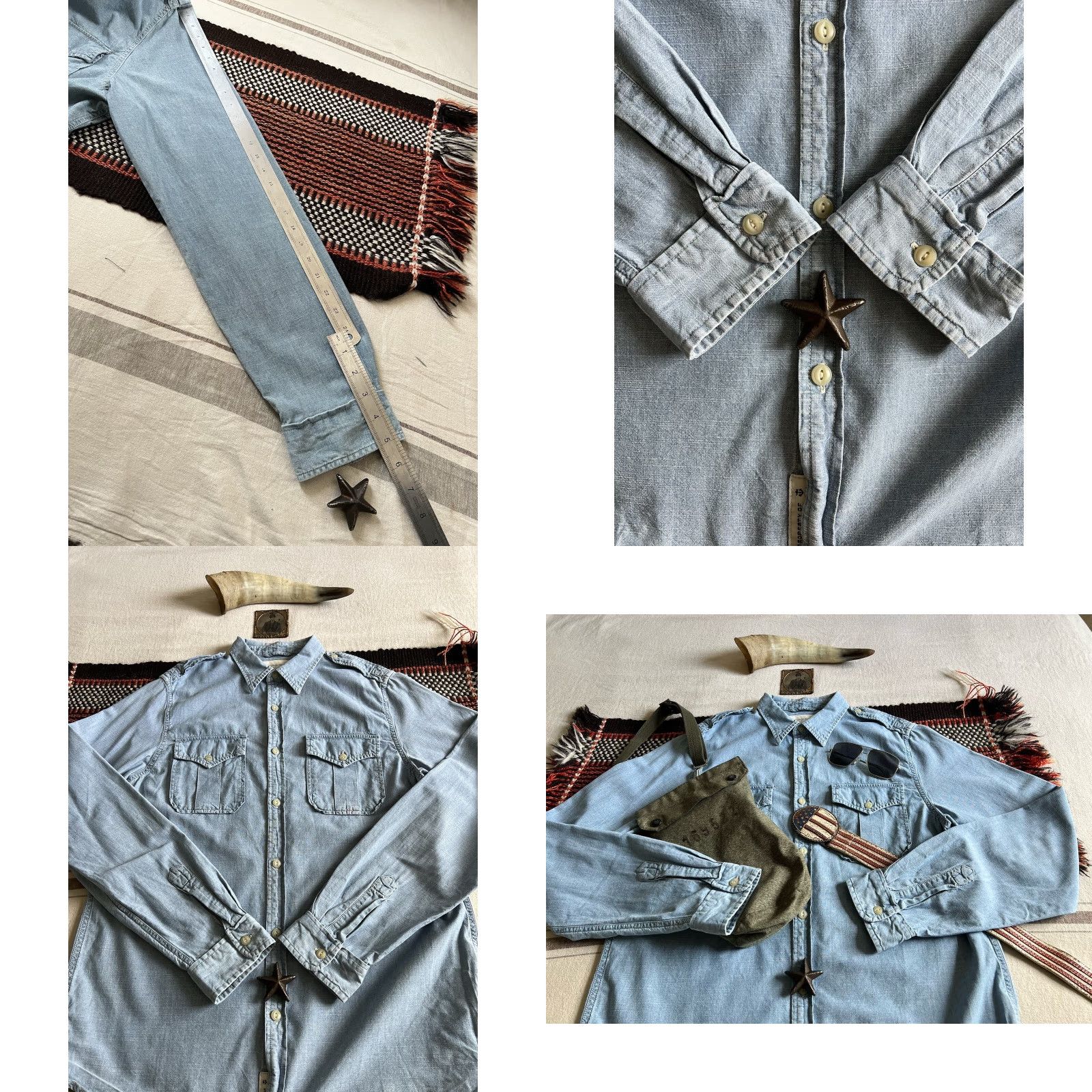 Vintage Denim & Supply Ralph Lauren Navy Shirt XL Chambray US Military Style Button-Up Mens Size US XL / EU 56 / 4 - 9 Thumbnail