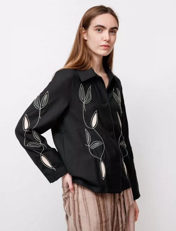 Our Legacy Our Legacy size32 Embroidered leather patchwork thin coat Size US XXS / EU 40 - 1 Thumbnail