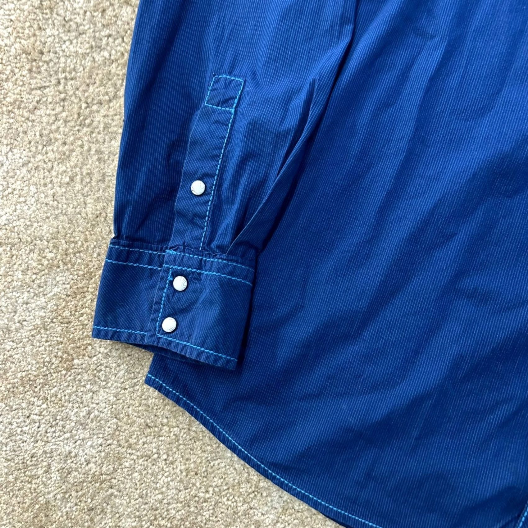 Buckle Black Buckle Black Button-Front Shirt Men's 2XL Athletic Fit Blue Button Up Cowboy Western Solid Long Sleeve Snap Front Vintage Size US XXL / EU 58 / 5 - 2 Thumbnail