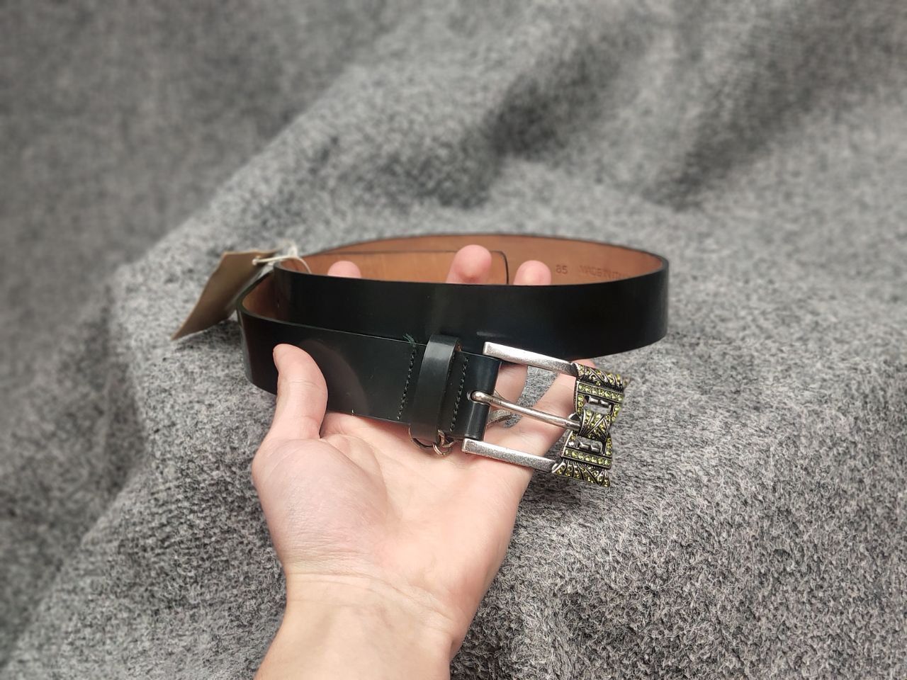 John Galliano New Galliano Design Dark Green Logo Leather Clasp Belt Size ONE SIZE - 5 Thumbnail