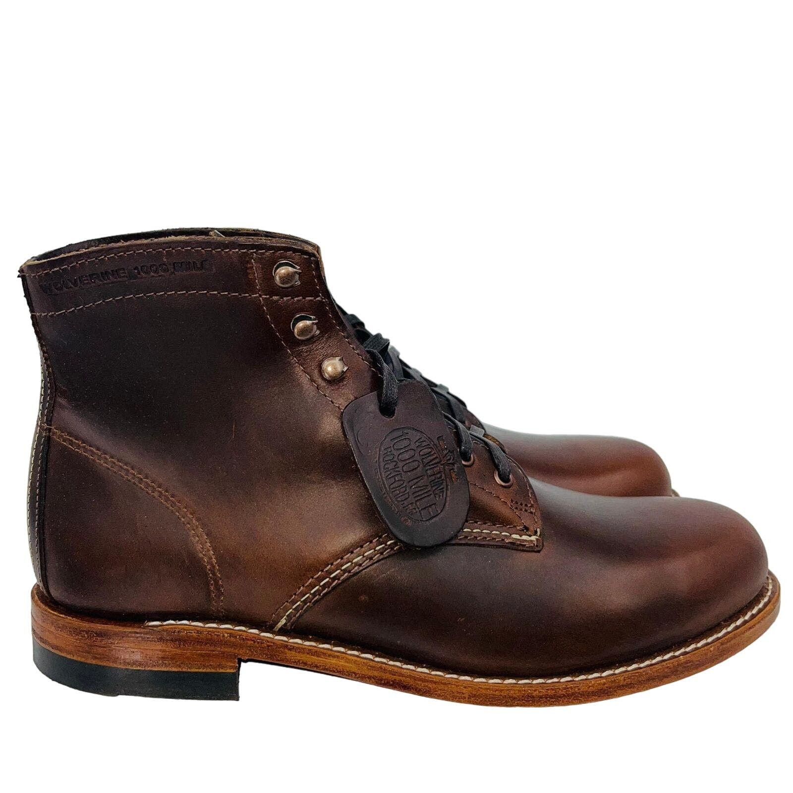 WOLVERINE MENS ORIGINAL 1000 MILE BROWN LEATHER BOOTS SIZE11