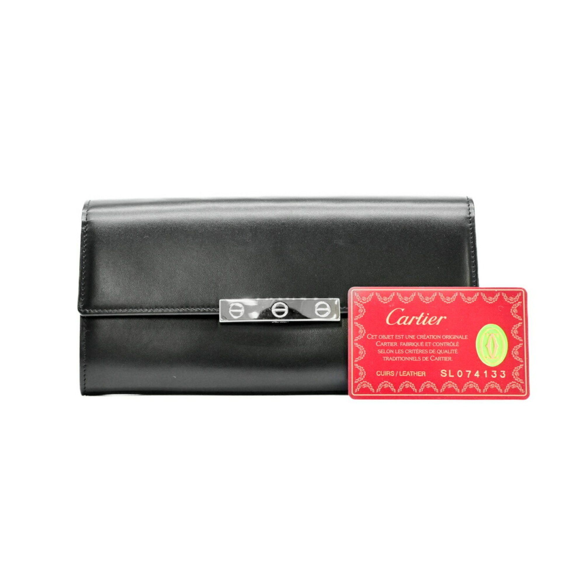 Cartier Love Long Wallet Leather Black Men's Women's