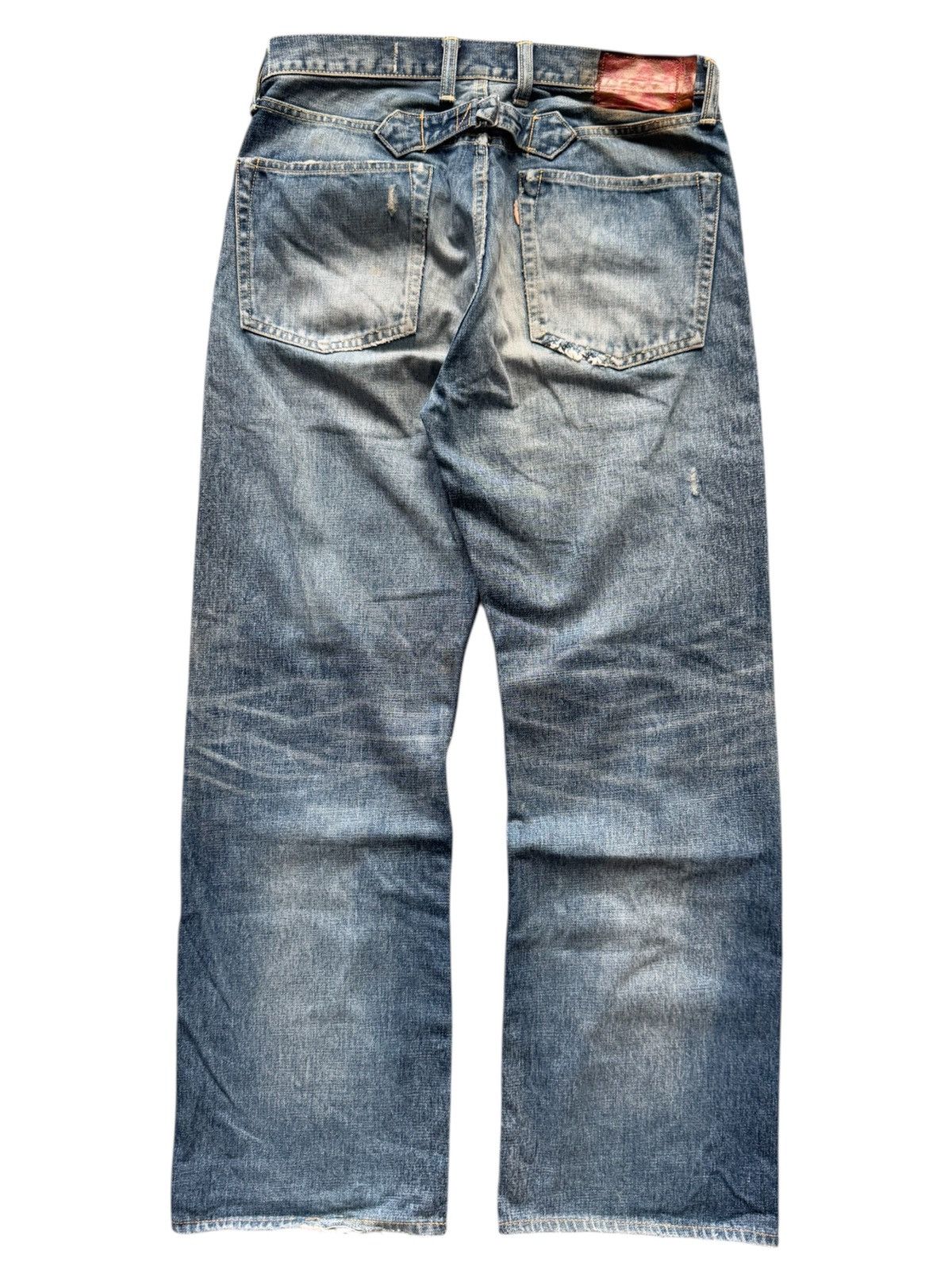 Vintage Kapital Selvedge Buckle Back Leather Patch Denim