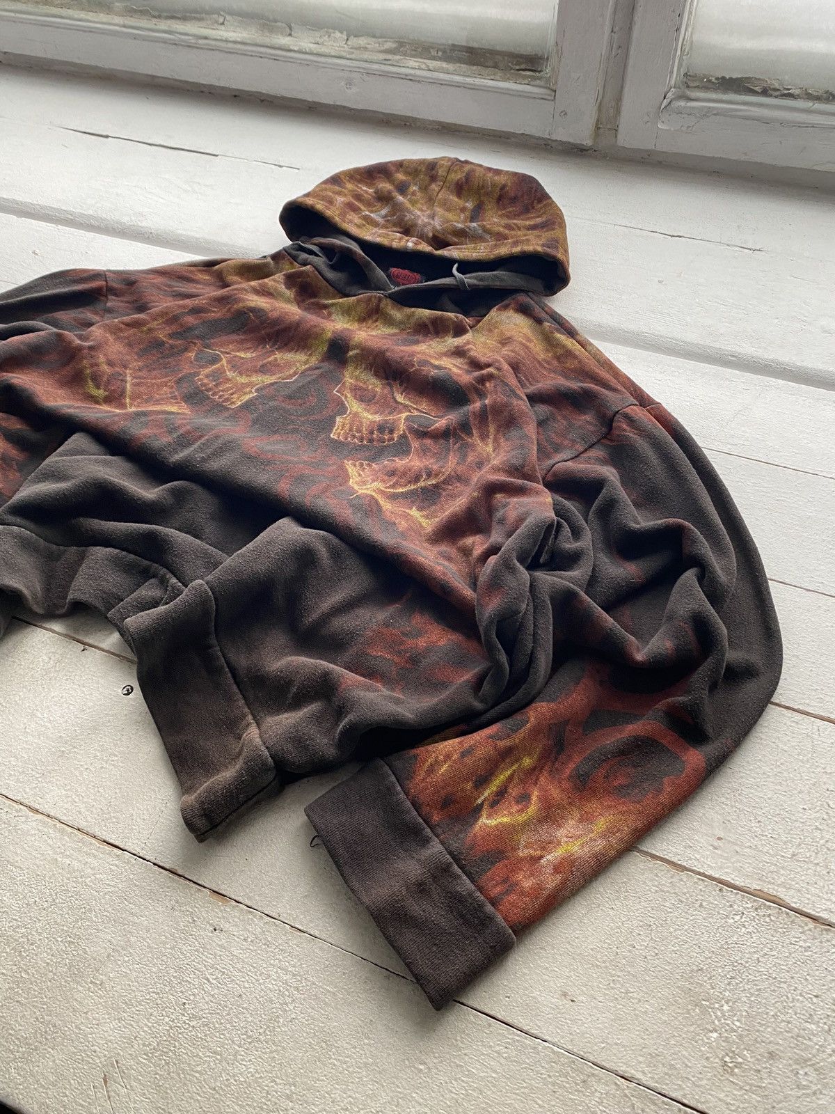 Japanese Brand 🔥Opium Punk Spiral Full Flame Skull Gothic Hoodie oversized Size US XL / EU 56 / 4 - 1 Thumbnail