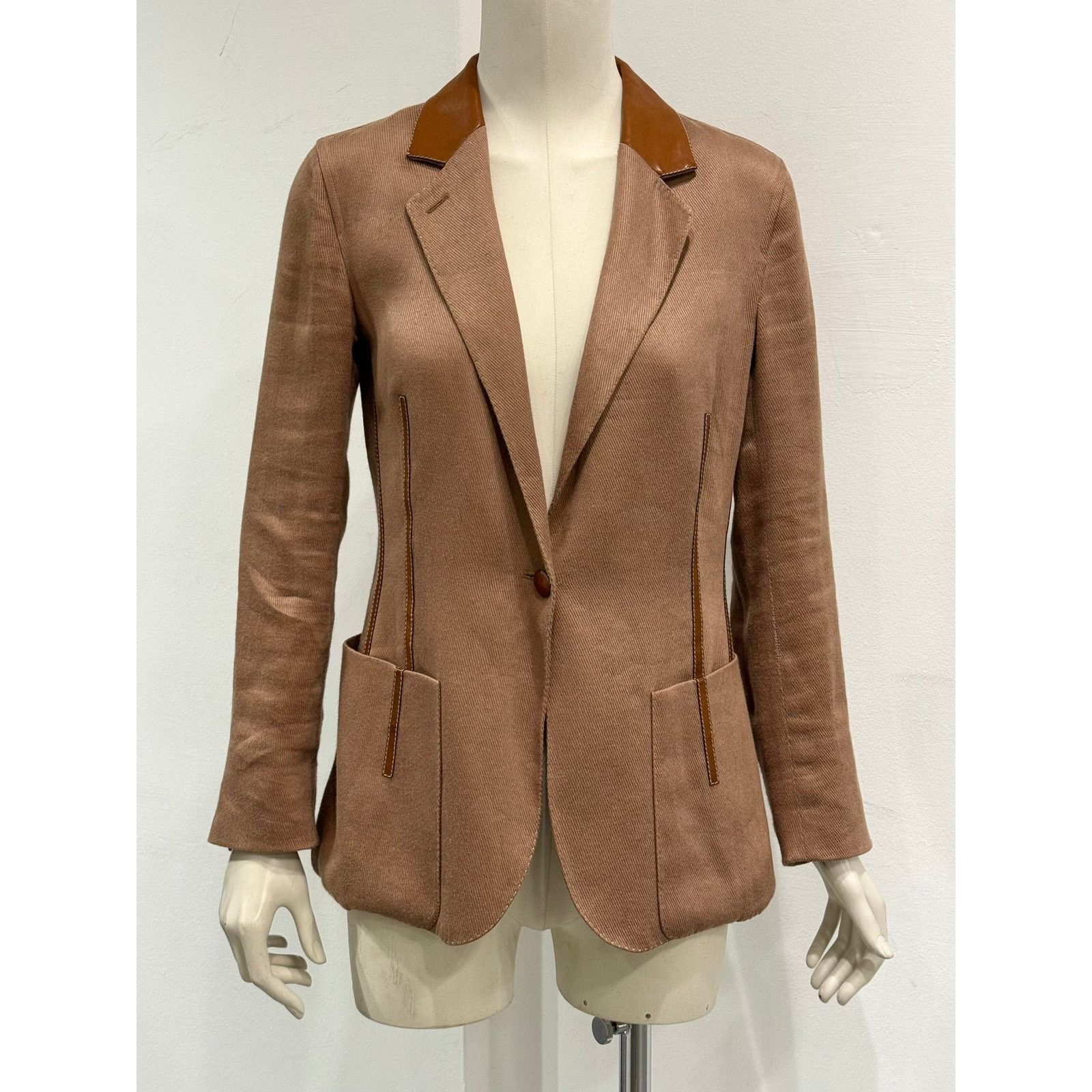 Hermes 1990s Hermès leather collar blazer Size M / US 6-8 / IT 42-44 - 1 Thumbnail