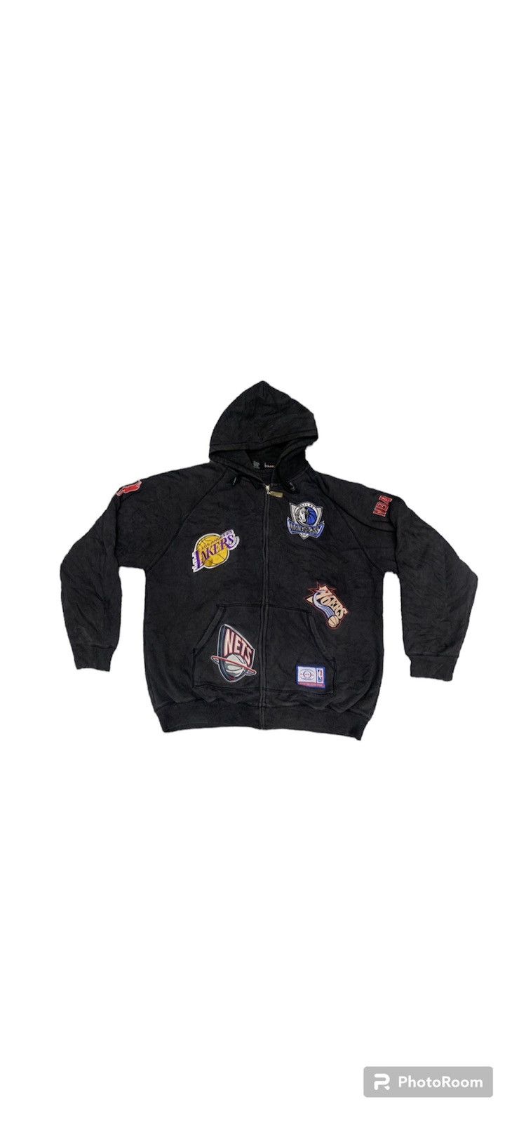 NBA Y2K NBA ALL LOGO EMBROIDERY HOODIE ZIPPER DISTRESSED FADED Size US XL / EU 56 / 4 - 1 Thumbnail