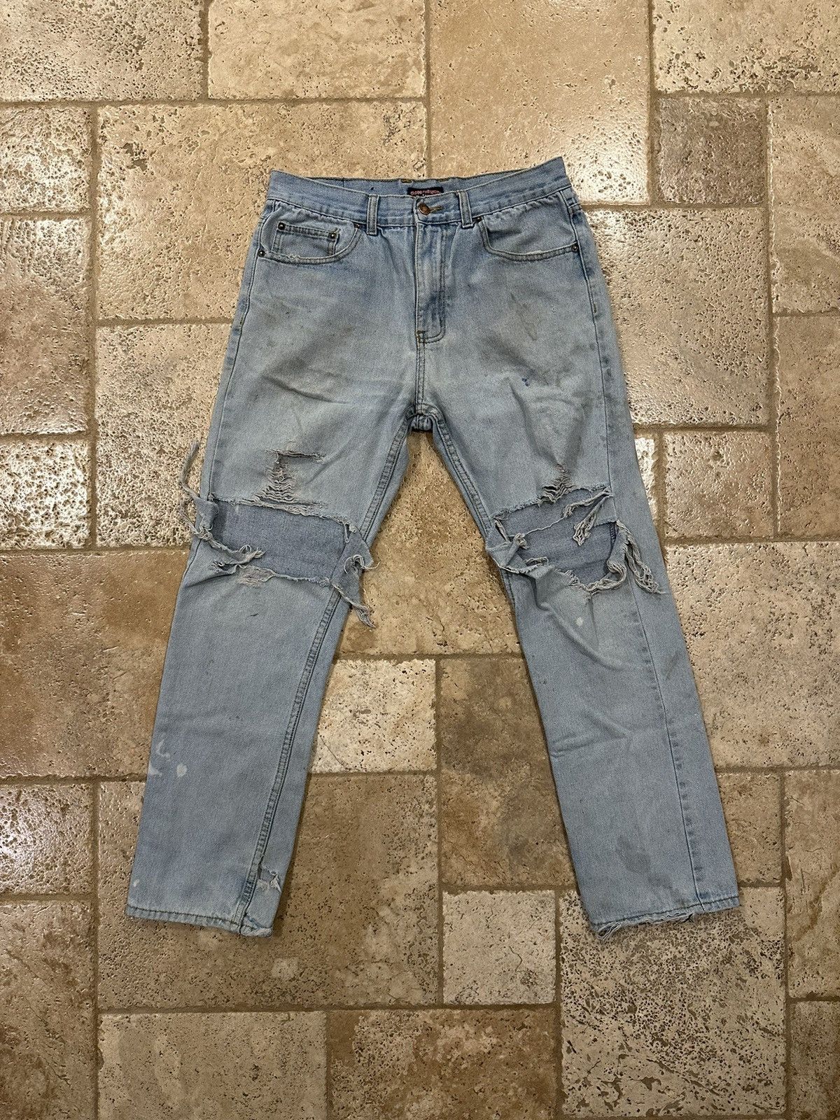 Vintage Vintage Cross & Winsor Blue Blowout Distressed Denim Size US 32 / EU 48 - 1 Thumbnail