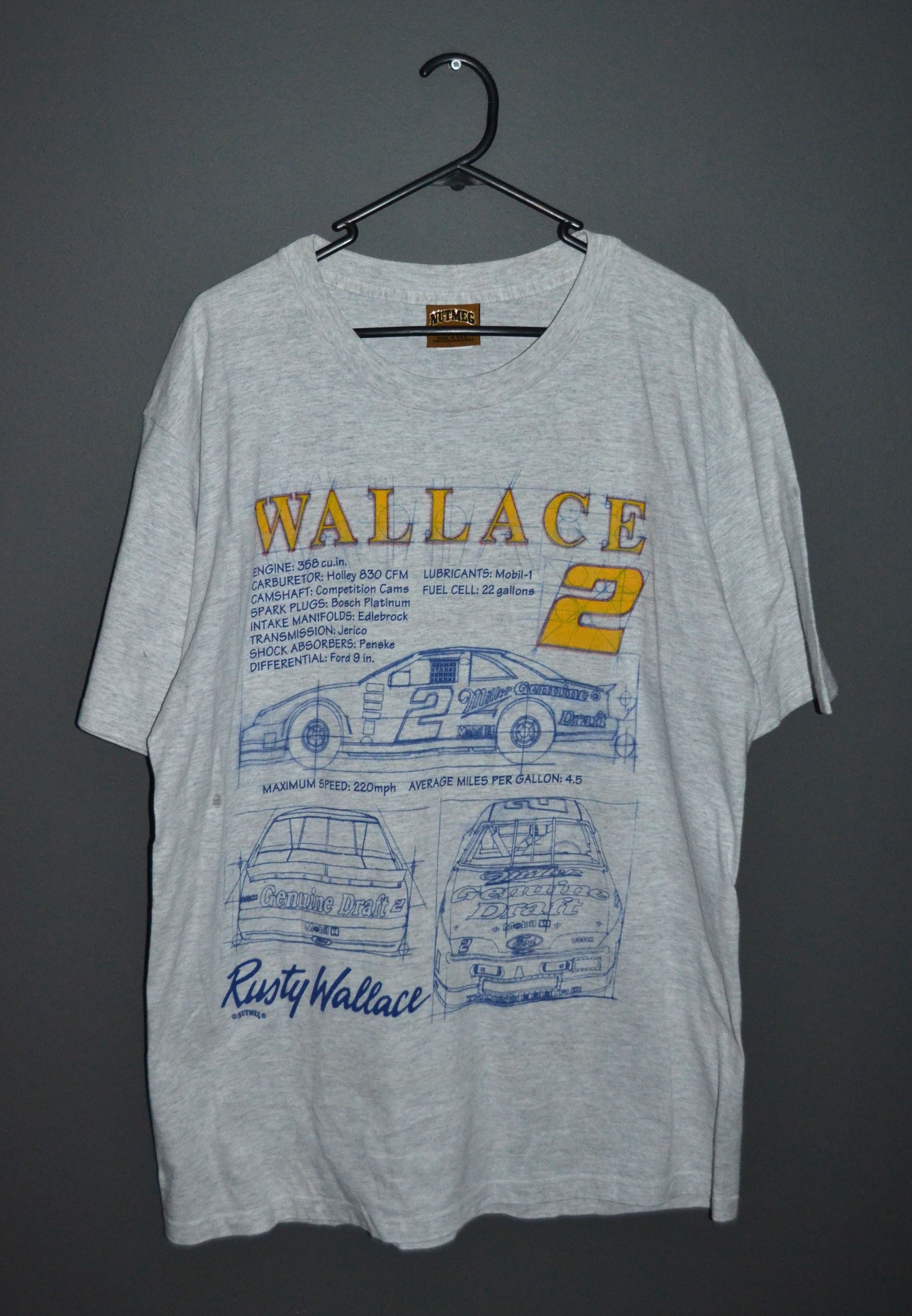 NASCAR × Vintage Vintage Nutmeg Rusty Wallace #2 Race Stats Spec Mens L Size US L / EU 52-54 / 3 - 1 Thumbnail