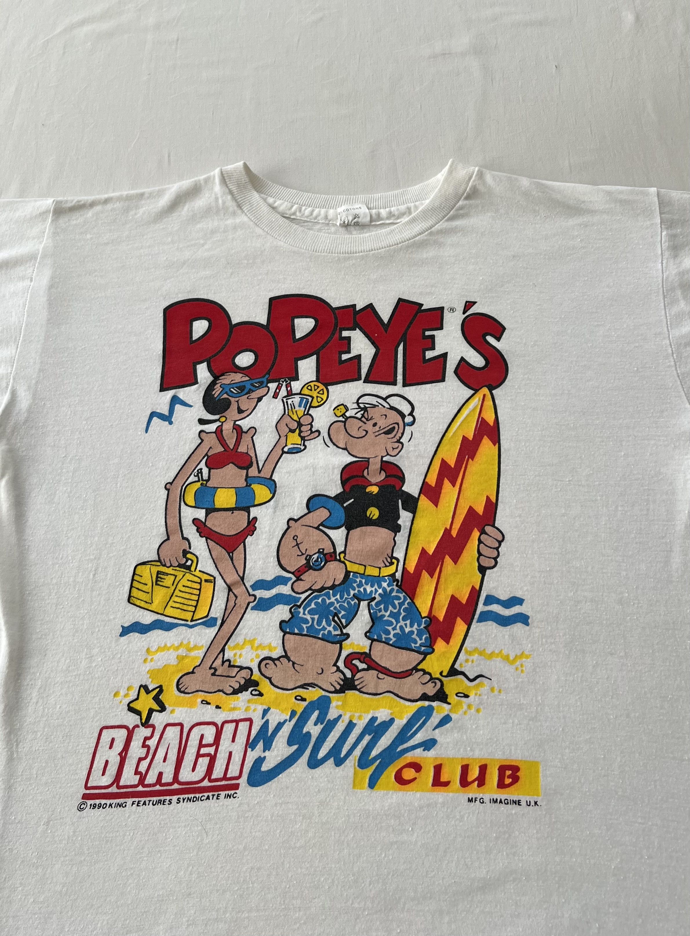 Cartoon Network Vintage 1990 Popeye Beach and Surf Club Cartoon T-shirt Size US M / EU 48-50 / 2 - 3 Thumbnail