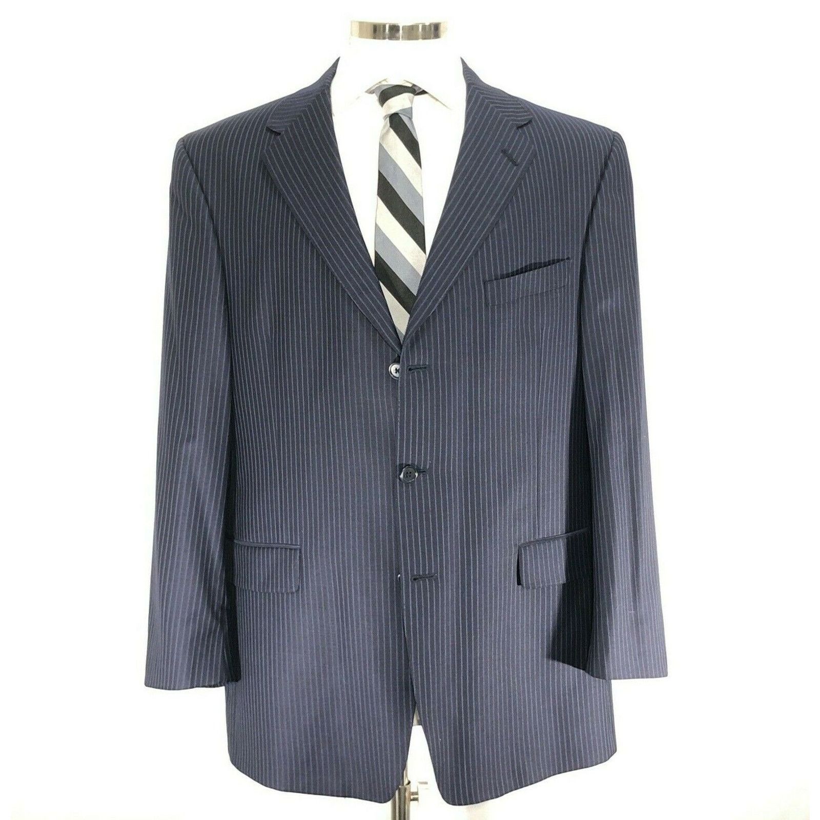 Daniel Cremieux Daniel Cremieux Size 44R Loro Piana Navy Pinstripe Blazer Size 44R - 1 Thumbnail