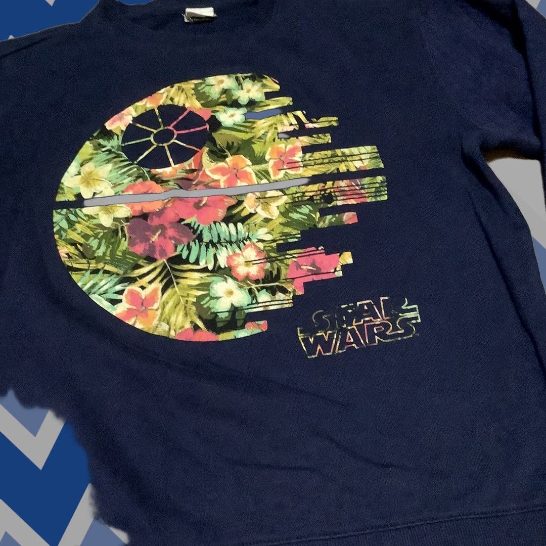 Star Wars Star Wars Sweatshirt Crew Neck Long Sleeve Blue Star Wars Flower Graphic Print Quilted Logo Pullover Adult M Size US M / EU 48-50 / 2 - 1 Thumbnail