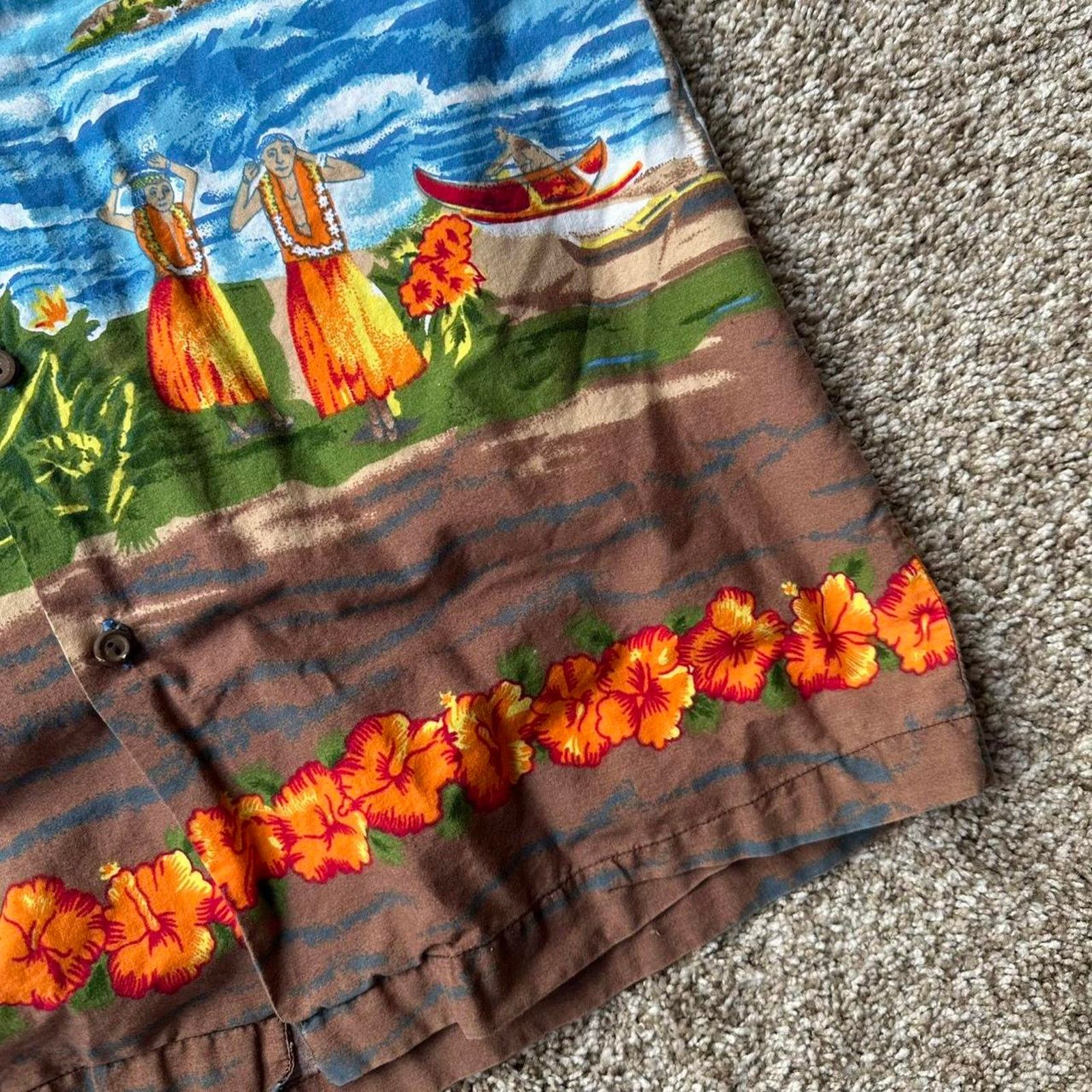 Vintage Vintage 90s Y2K Blue Hawaiian Aloha Costal AOP Button Up Size US M / EU 48-50 / 2 - 3 Thumbnail