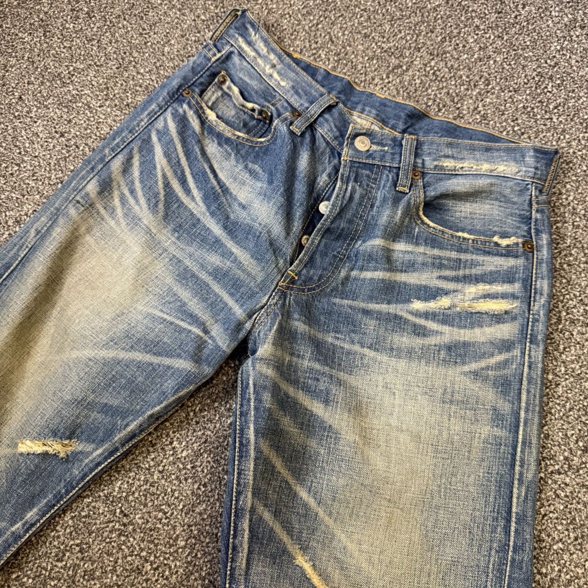 Levi's Vintage Clothing 🔥🇯🇵 Vintage 90s Japanese Levis 501 Distressed Denim Size US 29 - 3 Thumbnail