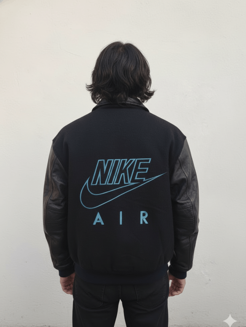 Nike Vintage Nike Jacket Varsity Leather Wool Nike Air Letterman Size US M / EU 48-50 / 2 - 1 Thumbnail