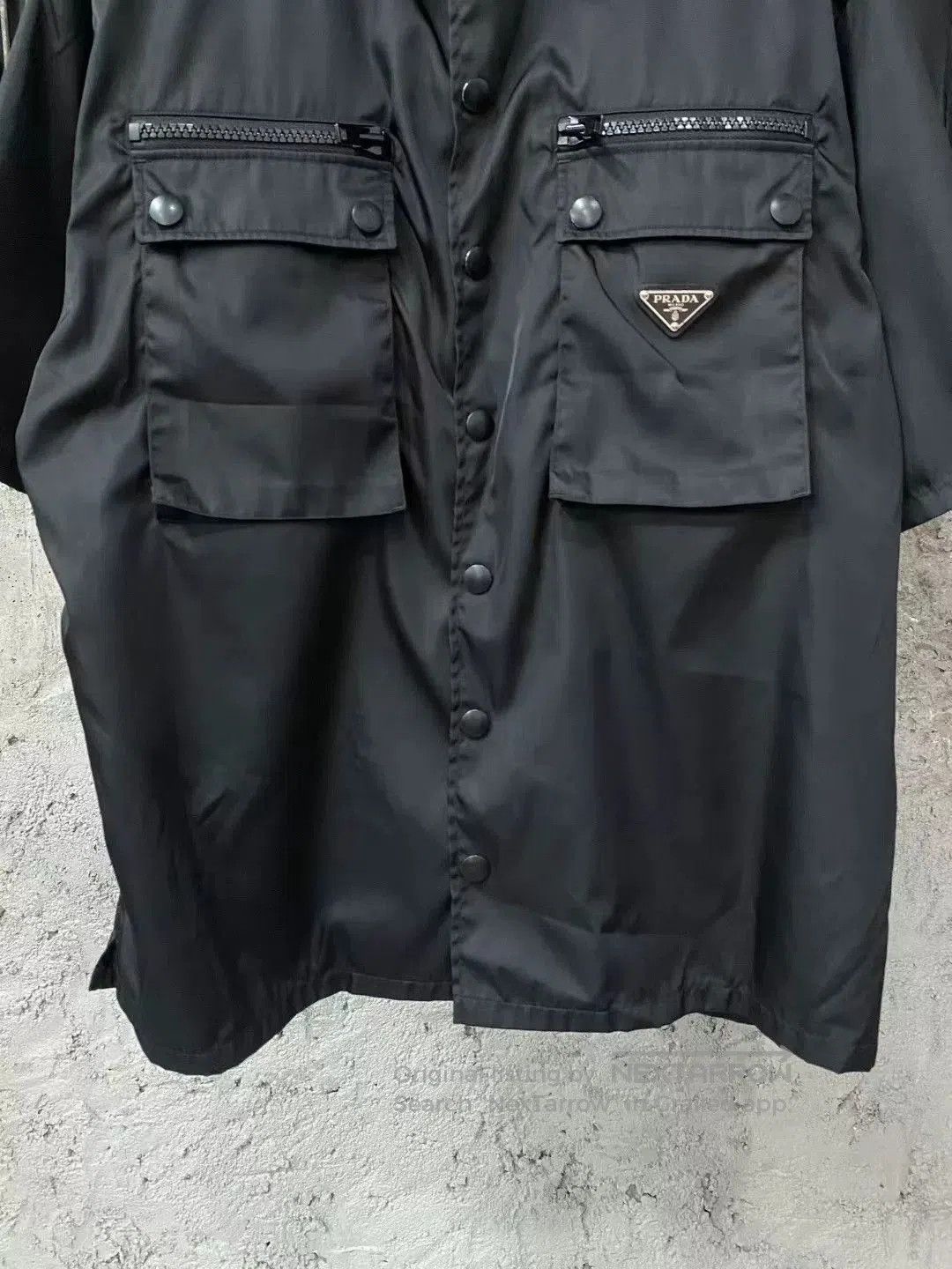 Prada Prada Black Nylon Triangle Logo Short Sleeve Shirt. Size US M / EU 48-50 / 2 - 4 Thumbnail