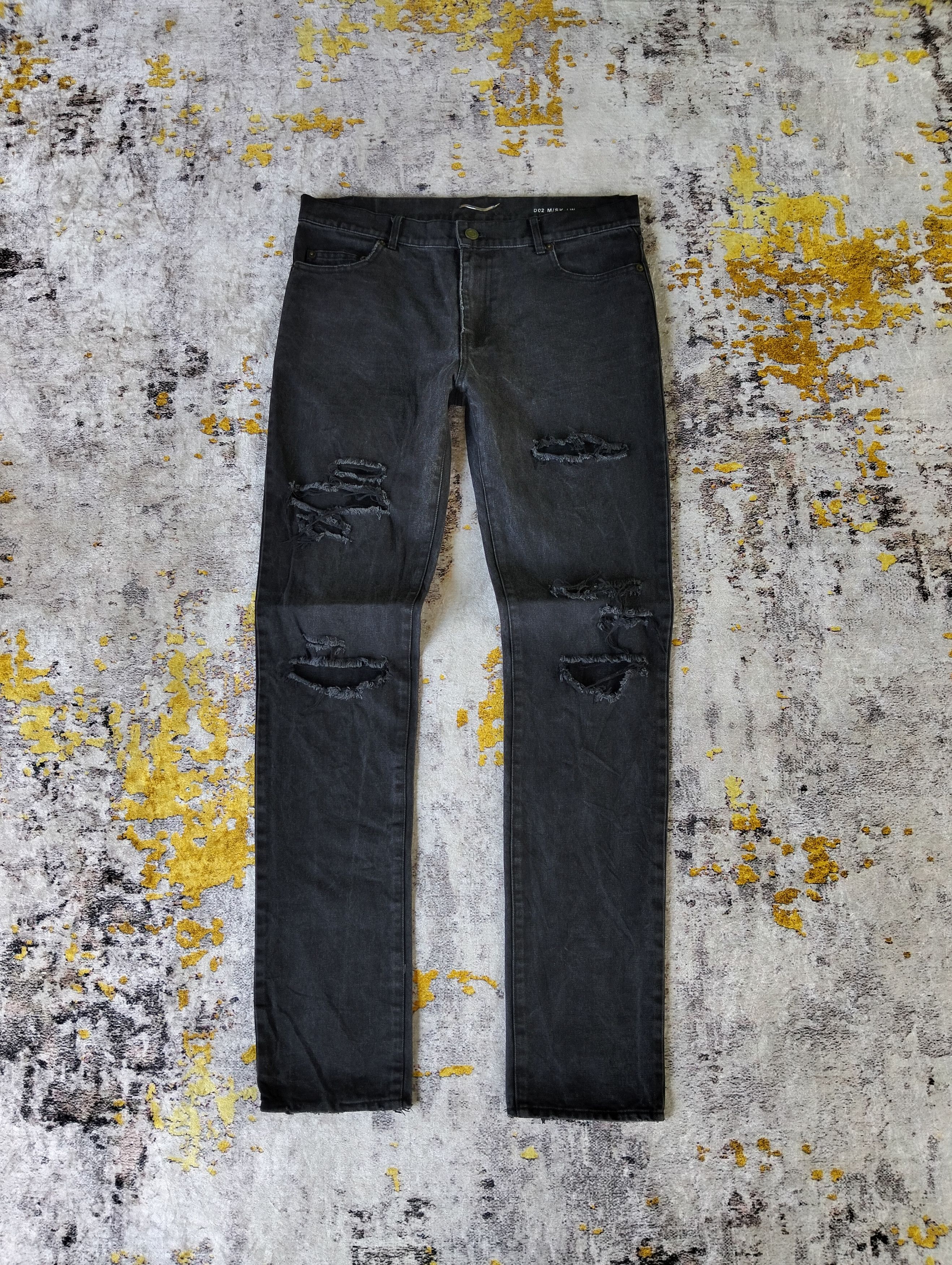 Saint Laurent Paris SLP FW14 D02 Distressed Denim Crash Jeans