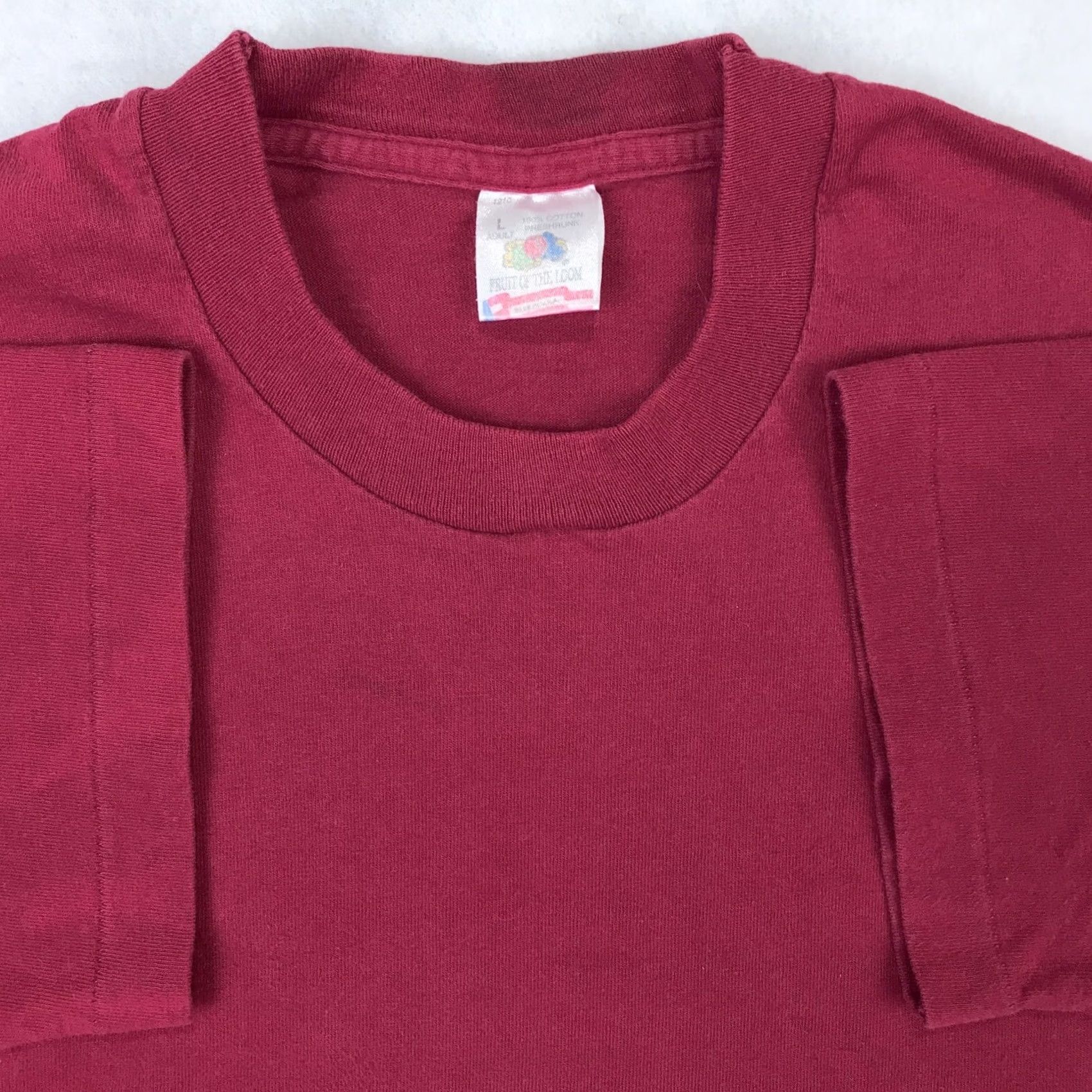 Fruit Of The Loom VINTAGE Fruit of the Loom T-Shirt Men 80s Red Cotton Short Sleeve Crew Neck Medium/M Size US M / EU 48-50 / 2 - 2 Thumbnail