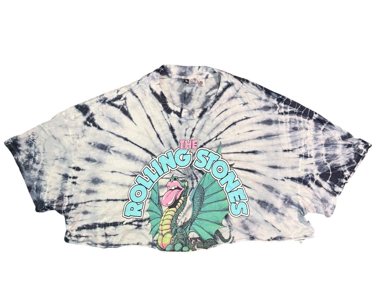 The Rolling Stones Crop Top Shirt Dragon Print Women's