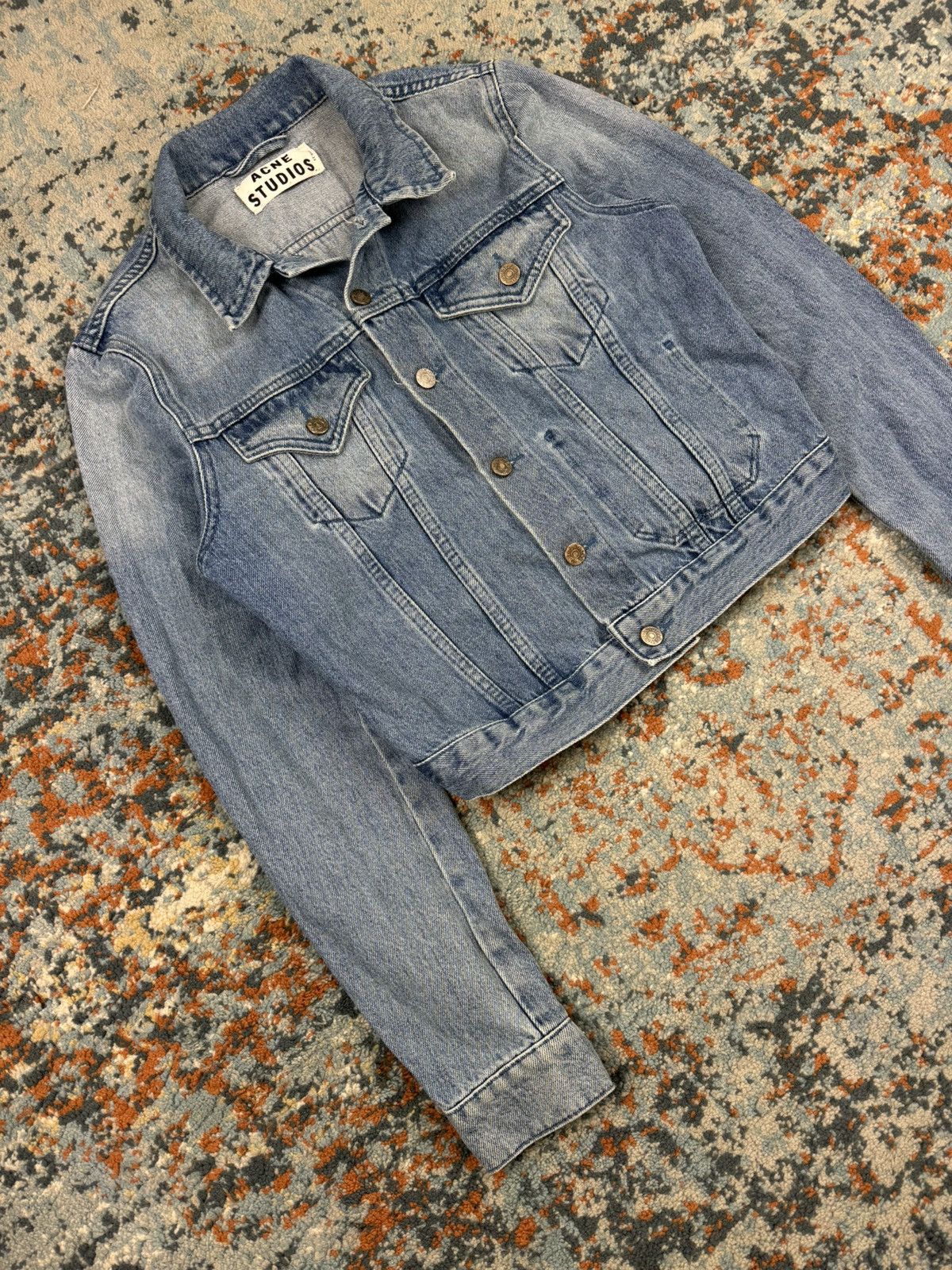 Acne Studios Vintage 00s Acne Studios Tag Light cropped denim jacket Size XS / US 0-2 / IT 36-38 - 3 Thumbnail