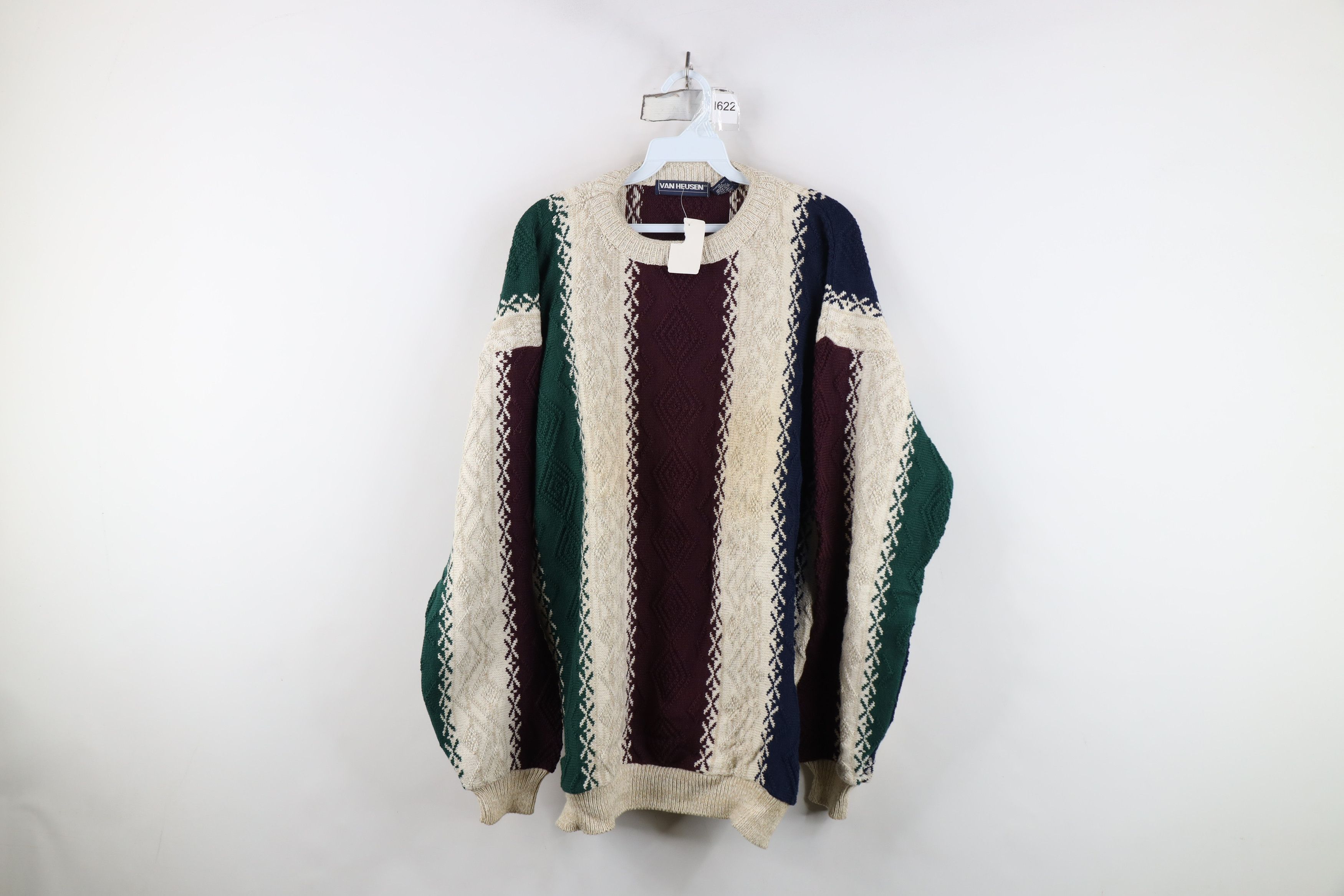 Vintage Deadstock Vintage 90s Streetwear Diamond Knit Sweater USA Size US L / EU 52-54 / 3 - 1 Thumbnail