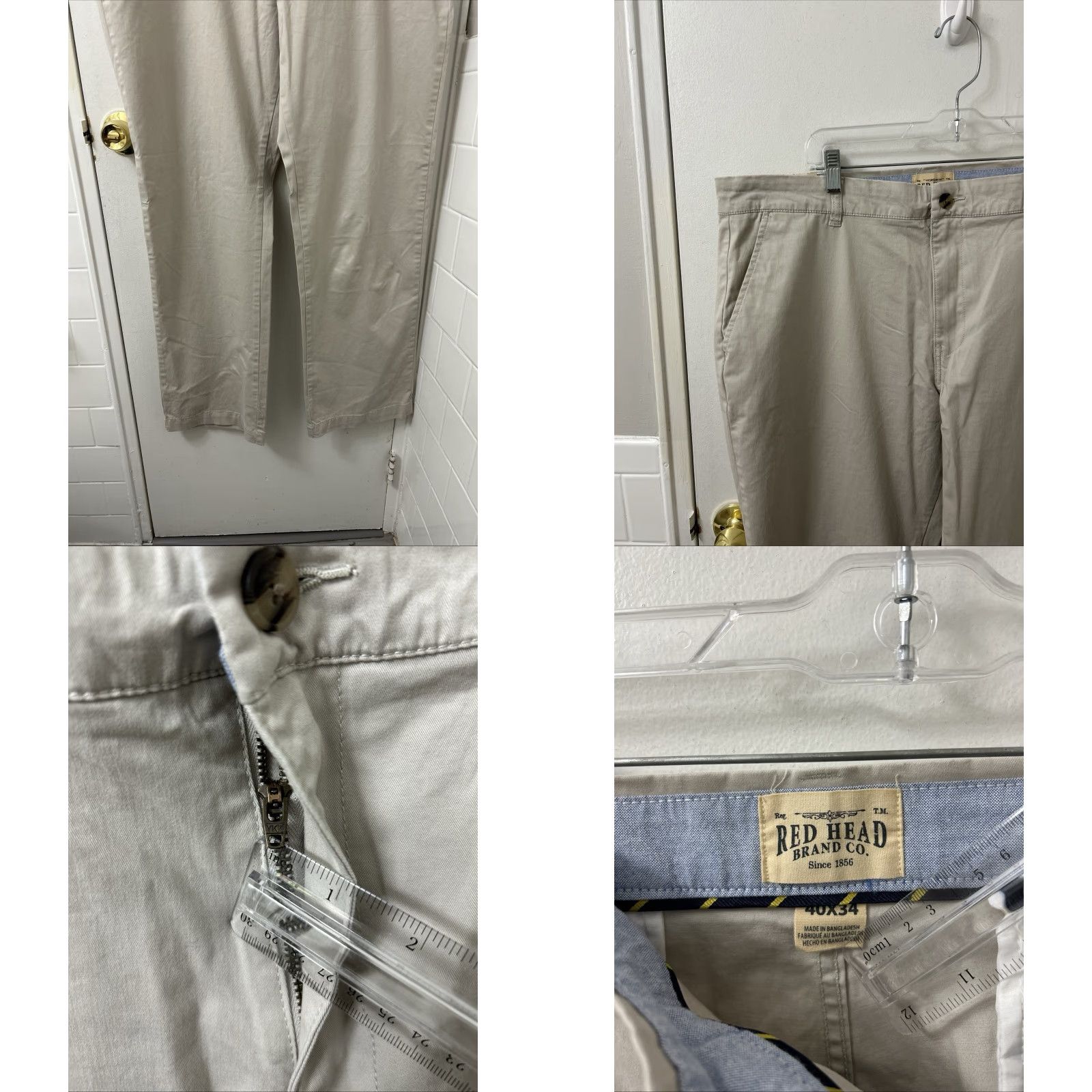 CO VINTAGE None RedHead Brand Co. Chino Pants Mens 40x34 Tan Khaki Straight Leg NWT Stretch Cotton Blend Leather? Size US 40 / EU 56 - 8 Thumbnail