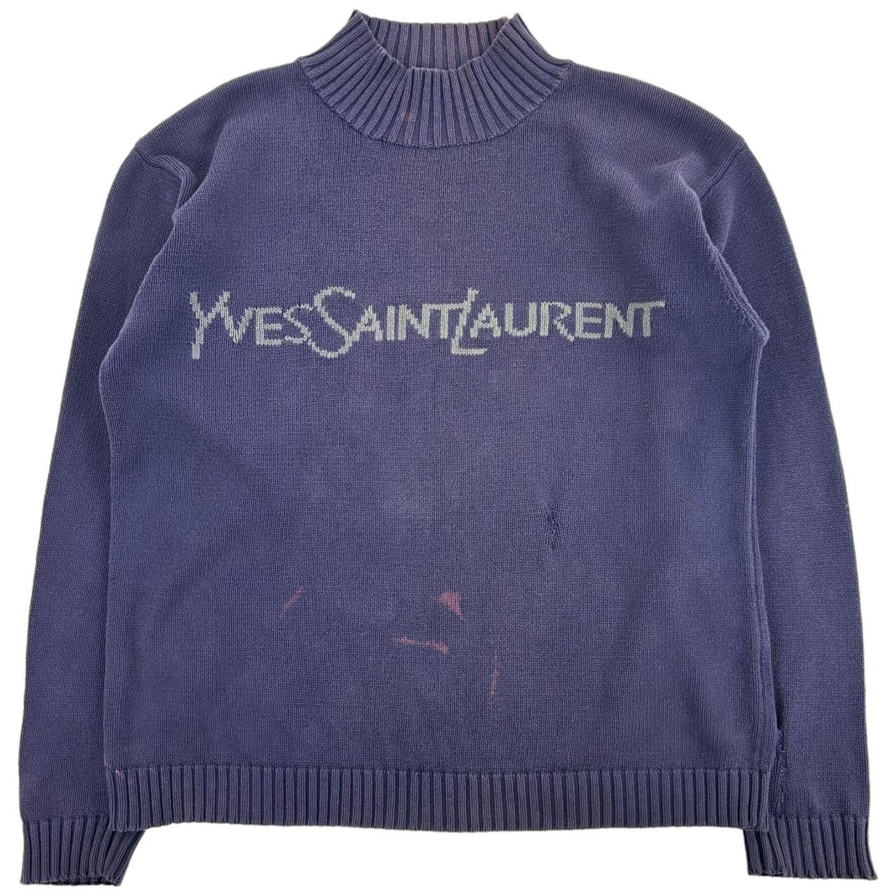 image of Vintage YVES Saint Laurent Knit Jumper Size XL in Purple, Men's