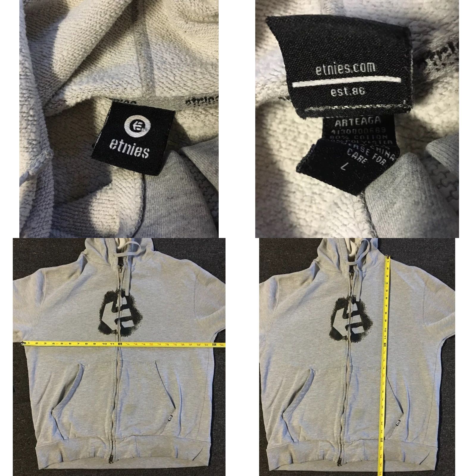 Quiksilver VINTAGE Etnies Faded Zip Hoodie M L Skate Surf Grunge Punk Adio Matix Es Dvs 90s Y2K Size US M / EU 48-50 / 2 - 10 Thumbnail