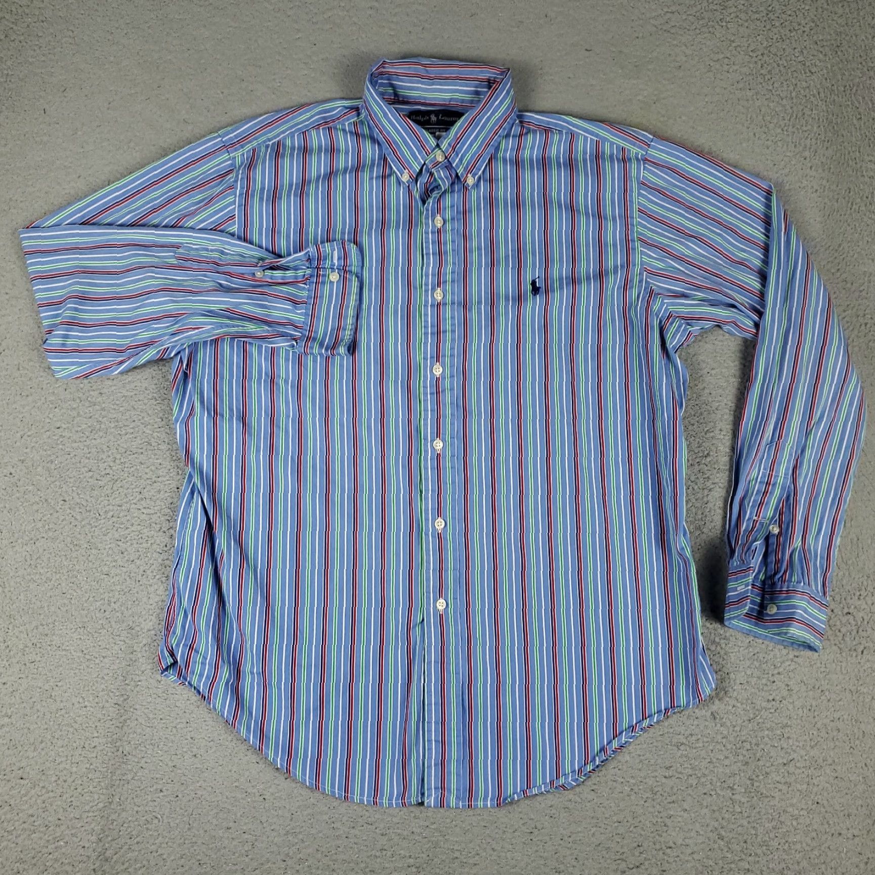 Ralph Lauren Ralph Lauren Shirt Mens Large Blue Striped Pony Button Up Long Sleeve Shirt Size US L / EU 52-54 / 3 - 3 Thumbnail