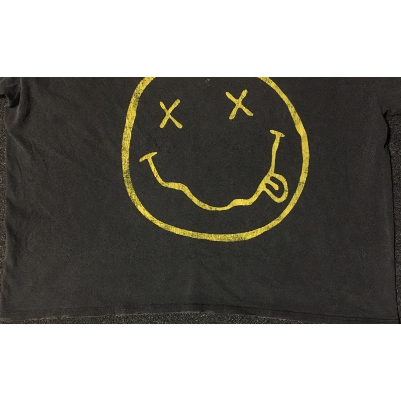 Etro Nirvana Shirt Oversized Faded Distress 1X/2X Boxy Punk Grunge Retro Band Concert Womens XL Gray 70s 80s 90s - Smiley Face Size XL / US 12-14 / IT 48-50 - 2 Thumbnail