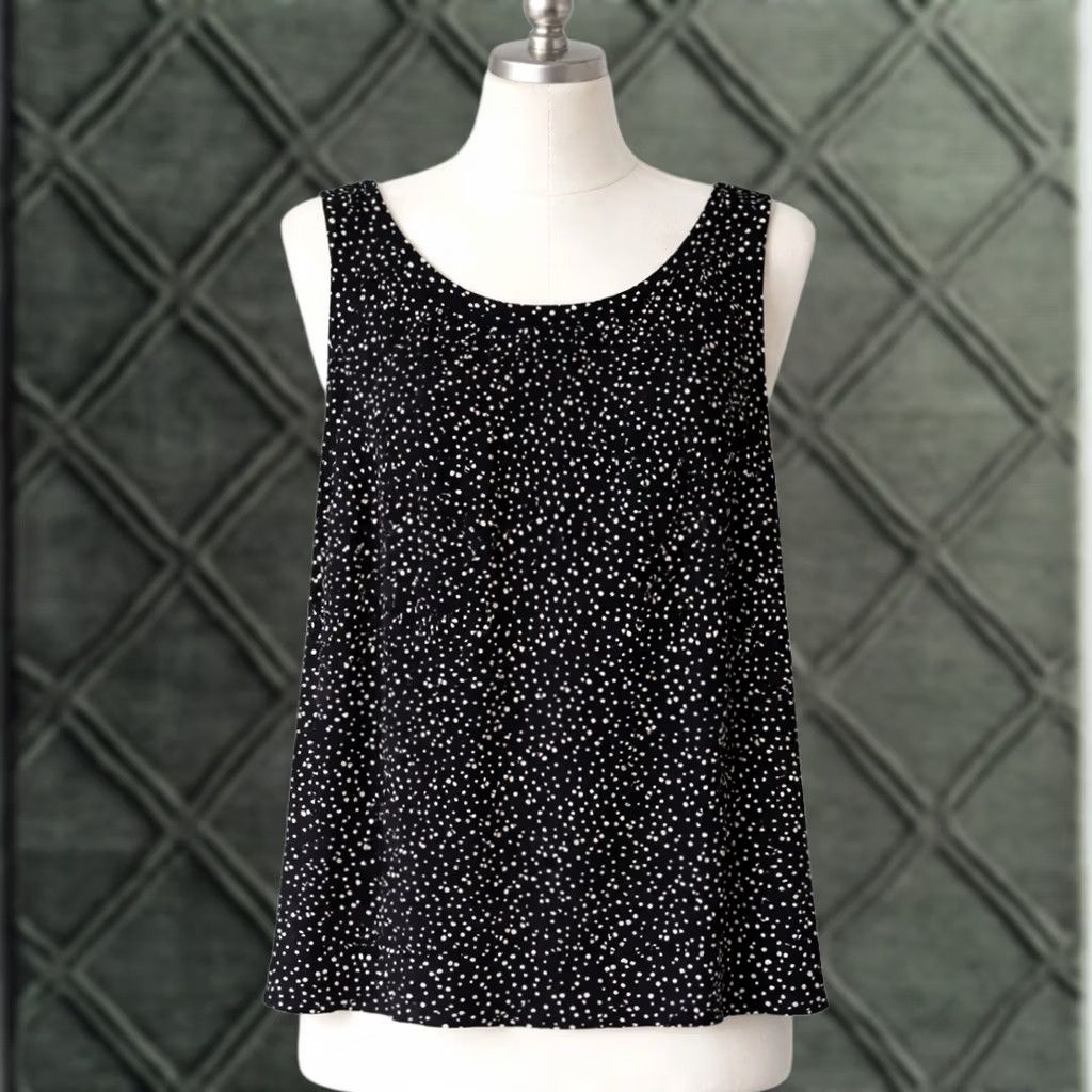 Loft LOFT outlet Polka Dot Tank Top blouse Women's S Black Sleeveless Casual Work Size S / US 4 / IT 40 - 1 Thumbnail