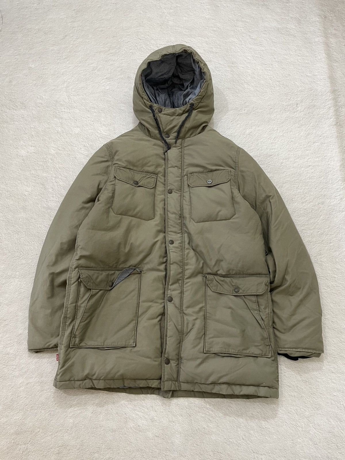 Levi's 2000s Vintage Levi’s Hooded Puffer Winter Parka Jacket Olive Size US XL / EU 56 / 4 - 1 Thumbnail