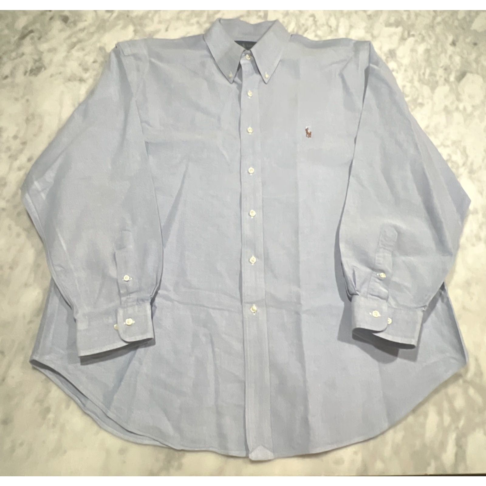 Ralph Lauren VINTAGE Ralph Lauren Button-Down Dress Shirt Men 18 34/35 Blue Cotton Pony Logo Classic Preppy Mens Size 48R - 3 Thumbnail