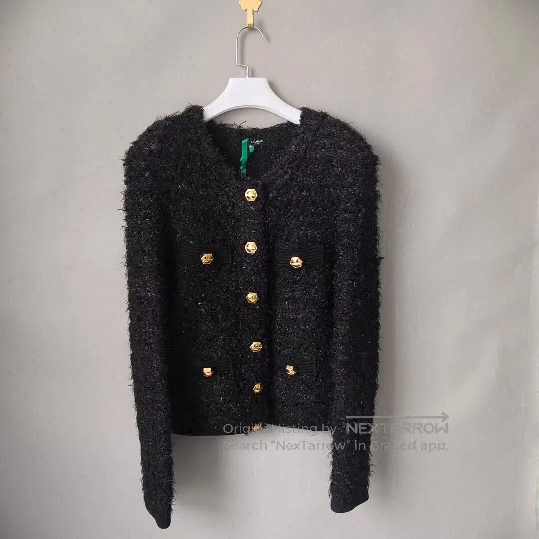 Balmain Balmain SS23 Black Tweed Gold Button Jacket. Size S / US 4 / IT 40 - 1 Thumbnail