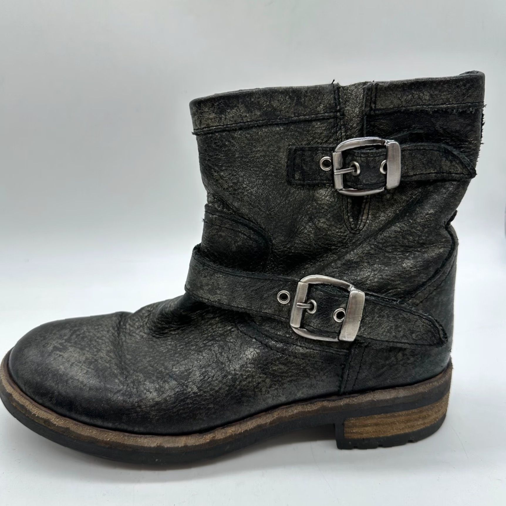 Steve Madden Steven by Steve Madden Enginne Women Leather Suede Pull On Boots Sz 9 Black/Gray - Boots - Women - 9 - Black/Gray Size US 9 / IT 39 - 6 Thumbnail