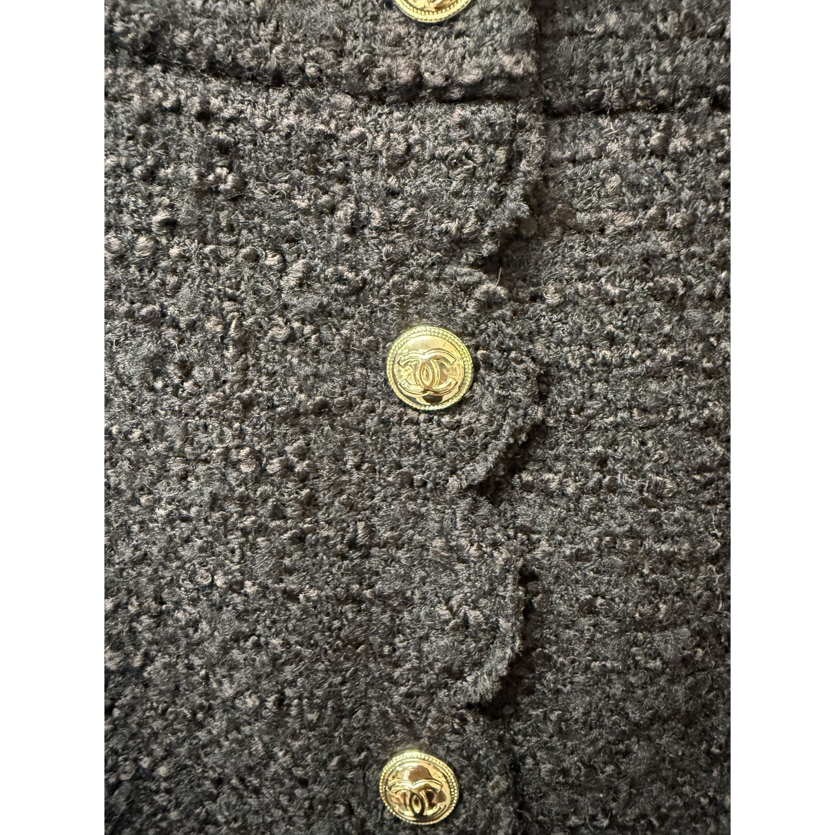 Chanel Chanel Black Tweed Button-Front Midi Skirt Size 38 Made In F Size 38" / US 16 / IT 52 - 12 Thumbnail