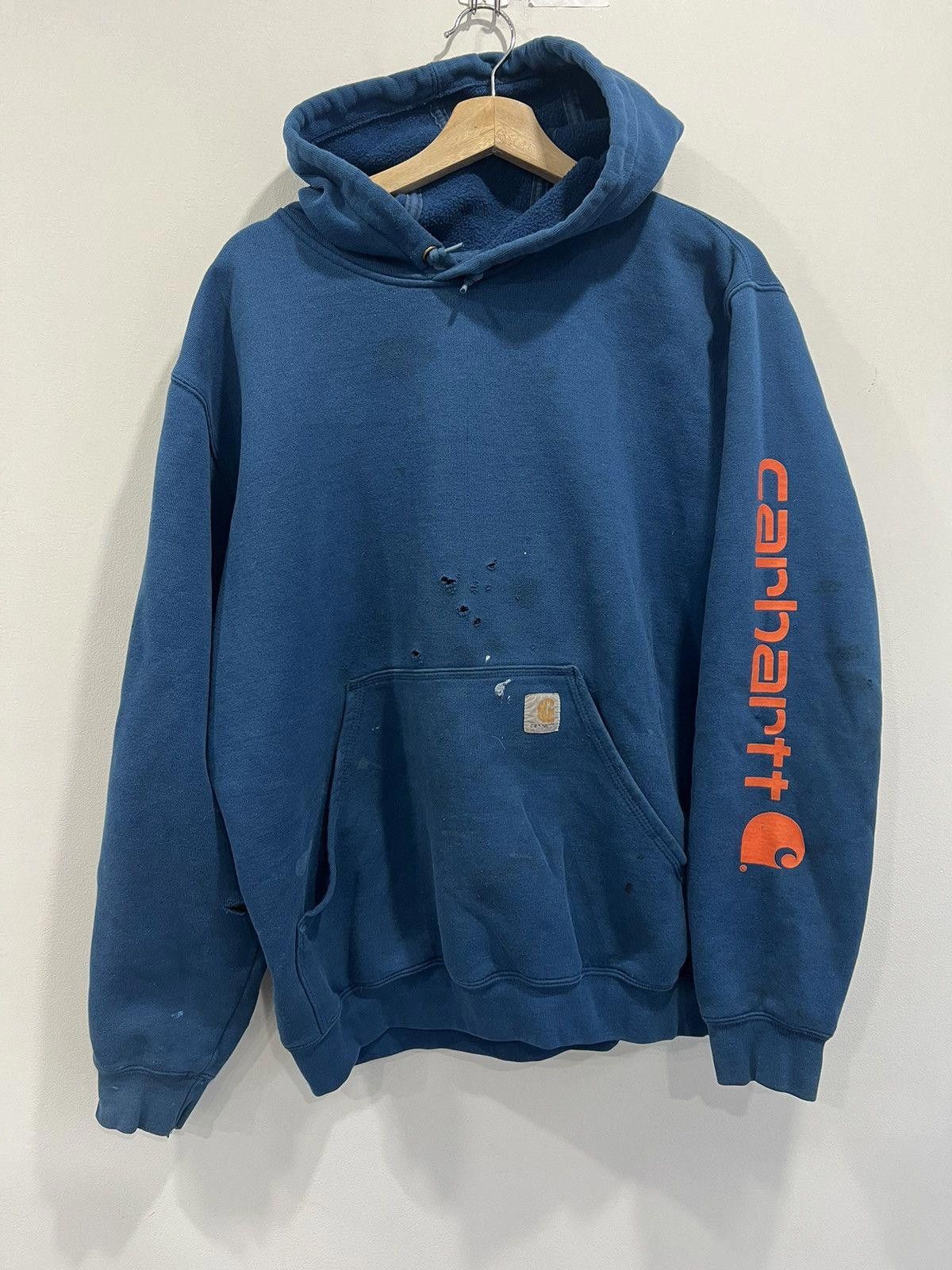 Vintage Vintage Carhartt Hoodie spellout thrashed Size US M / EU 48-50 / 2 - 1 Thumbnail