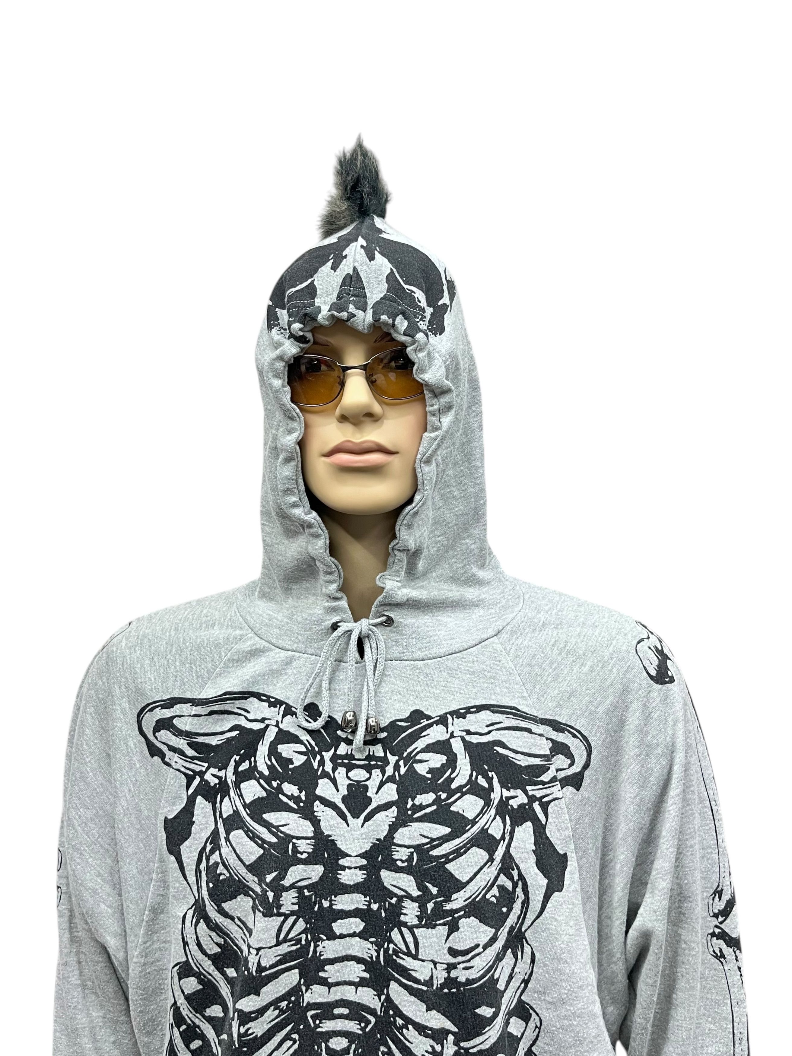 Japanese Brand OGGETTO Skeleton Skull Punk Mohawk Hair Hooded Kapital Style Size M / US 6-8 / IT 42-44 - 4 Thumbnail