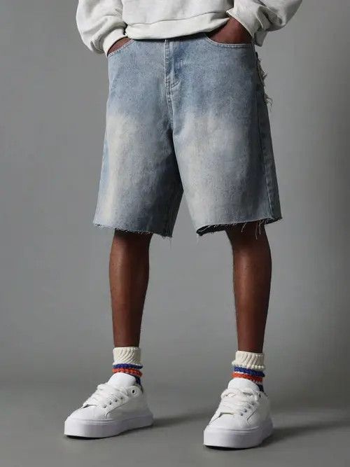 Jean Jeans Denim Shorts Jorts Graphic Drip Size US 30 / EU 46 - 4 Thumbnail