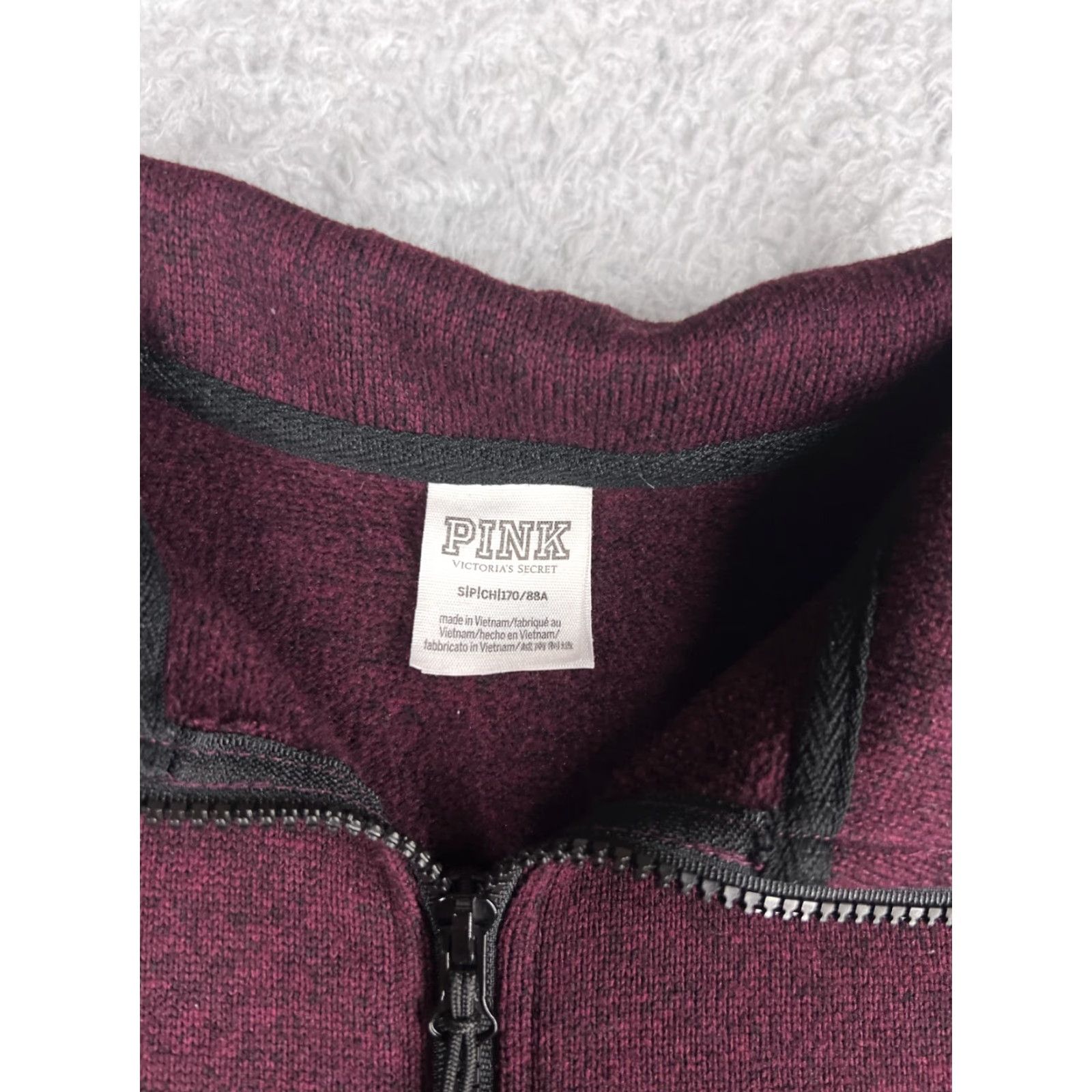 Pinko PINK Jacket Womens Small Burgundy 1/4 Zip Knit 100% Polyester Size S / US 4 / IT 40 - 7 Thumbnail