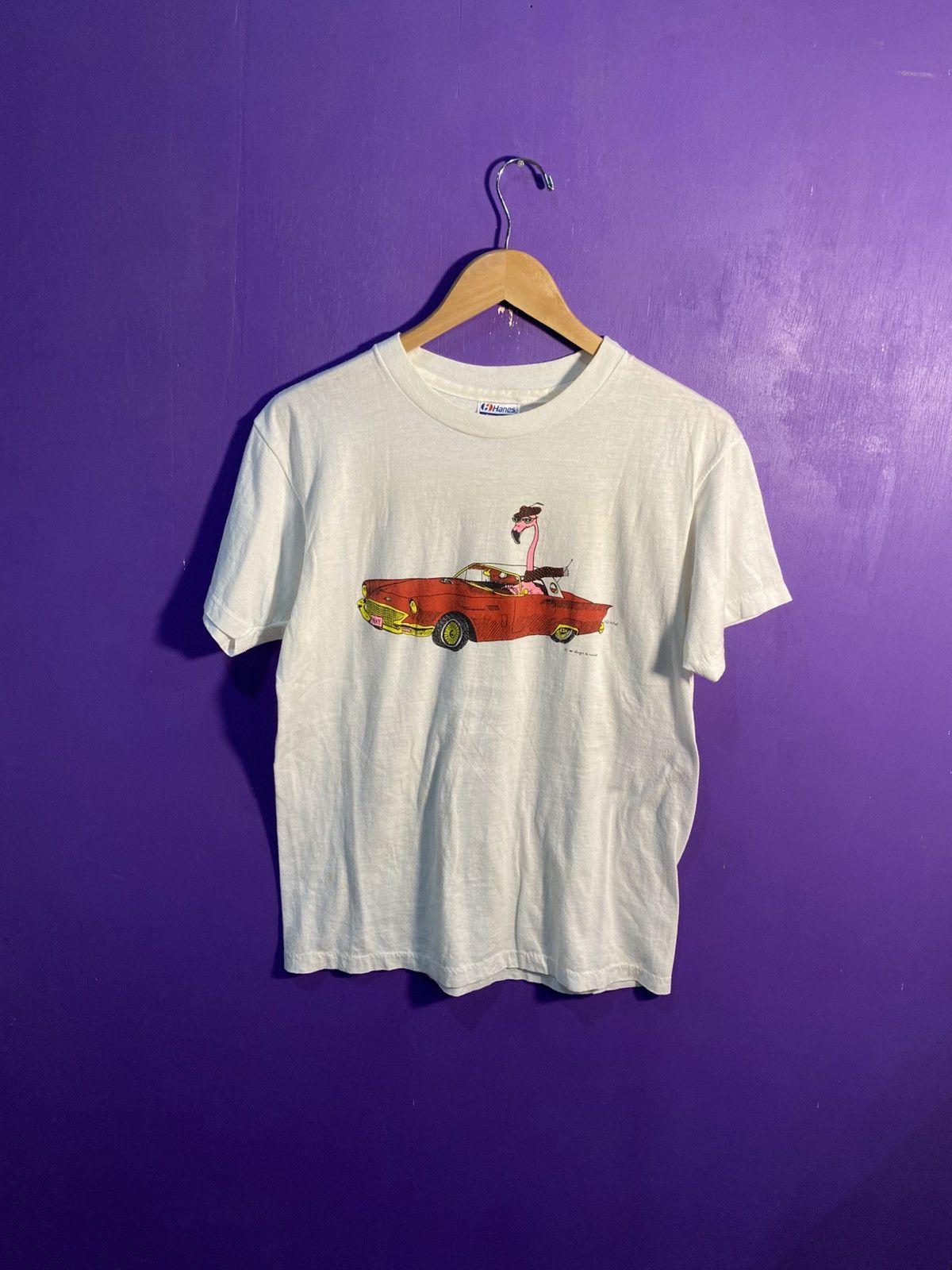Arts & Science Vintage 1985 flamingo car art t-shirt Size US M / EU 48-50 / 2 - 1 Thumbnail