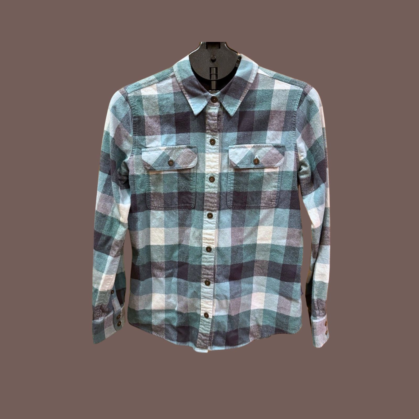 Patagonia Patagonia Small Blue Green Plaid Cotton Flannel Shirt Size S / US 4 / IT 40 - 1 Thumbnail