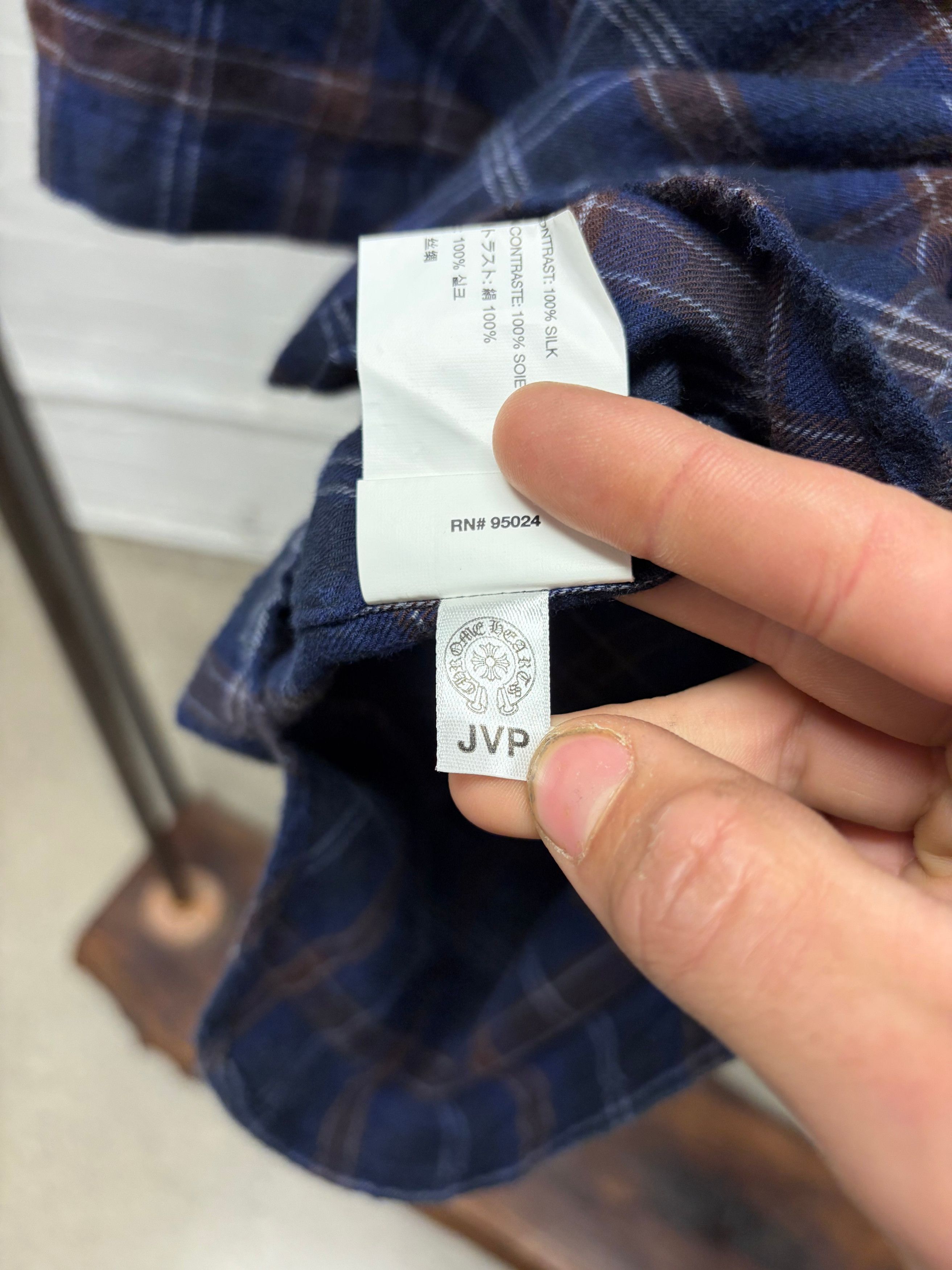 Chrome Hearts Chrome Hearts ‘Heywood’ 925 Silver ‘Dagger Zip’ Plaid Short Sleeve Shirt Size US M / EU 48-50 / 2 - 7 Thumbnail