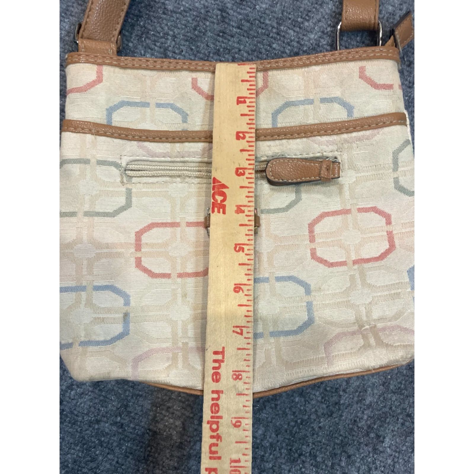 Vintage ROSETTI Purse Handbag Shoulder Bag Medium Almond Cotton Polyester Women 9.5" x 8.5" Zip Magnet Pockets Zippers Size ONE SIZE - 2 Thumbnail
